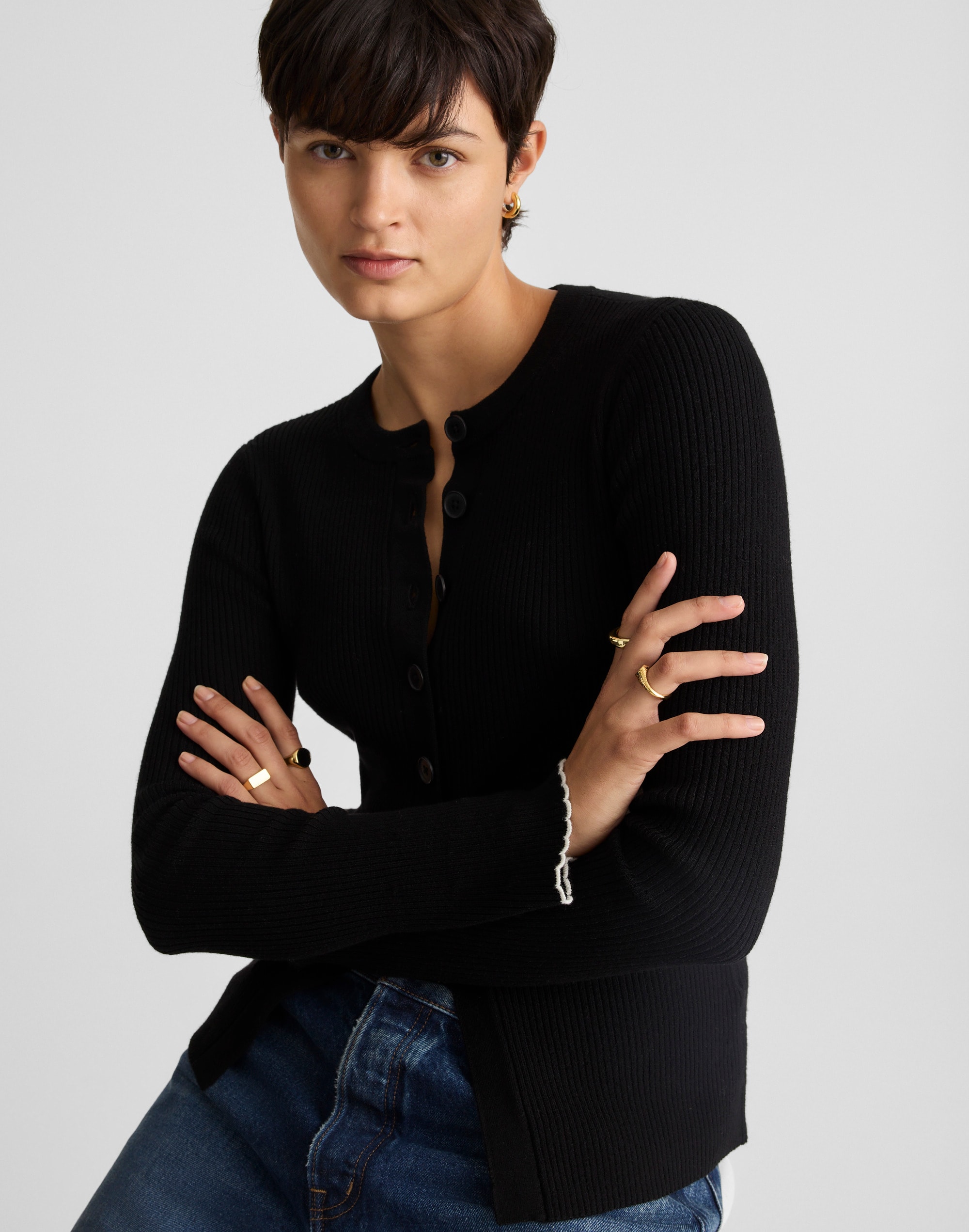 Whipstitched Longline Cardigan Merino Blend