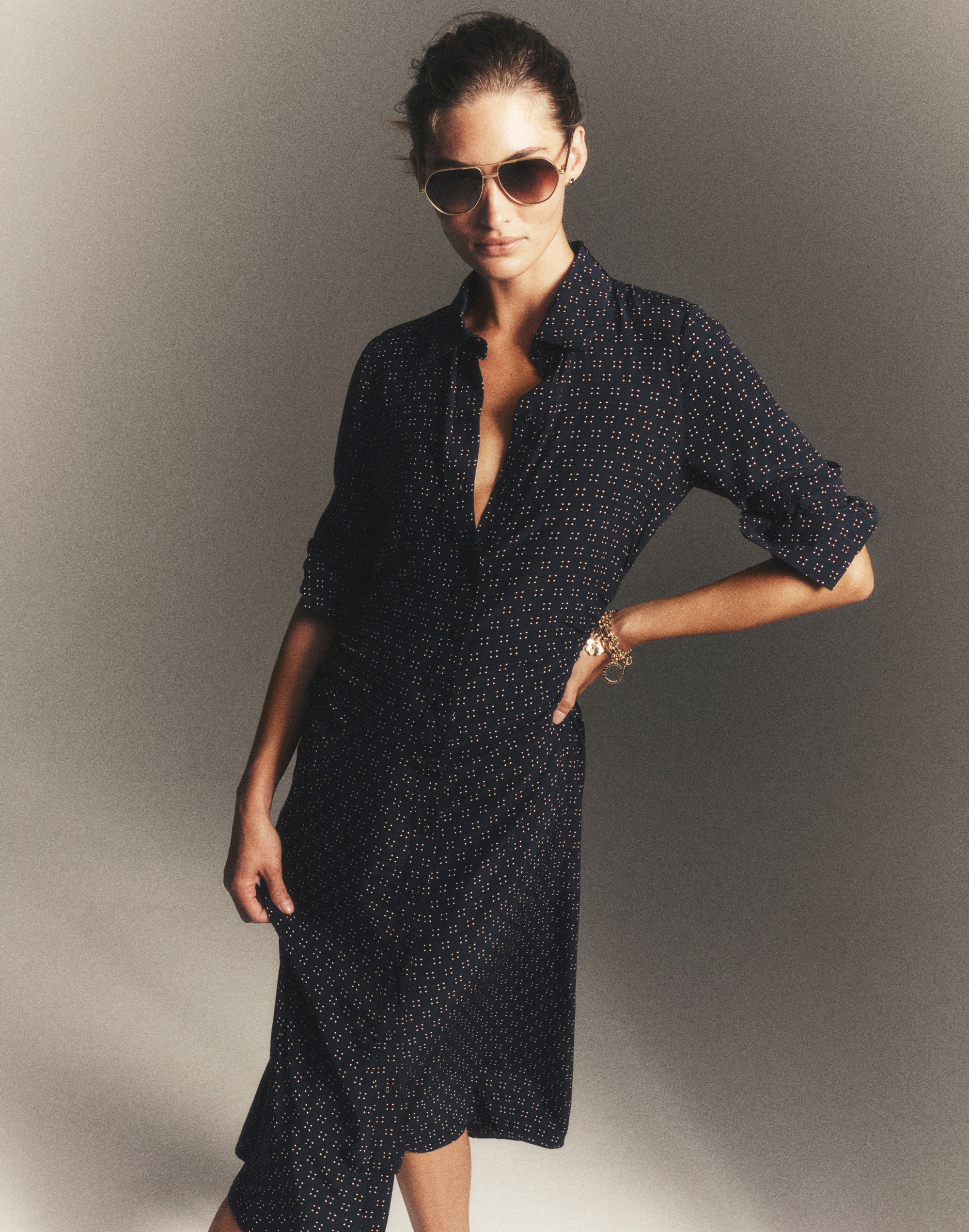 Ruched Midi Shirtdress