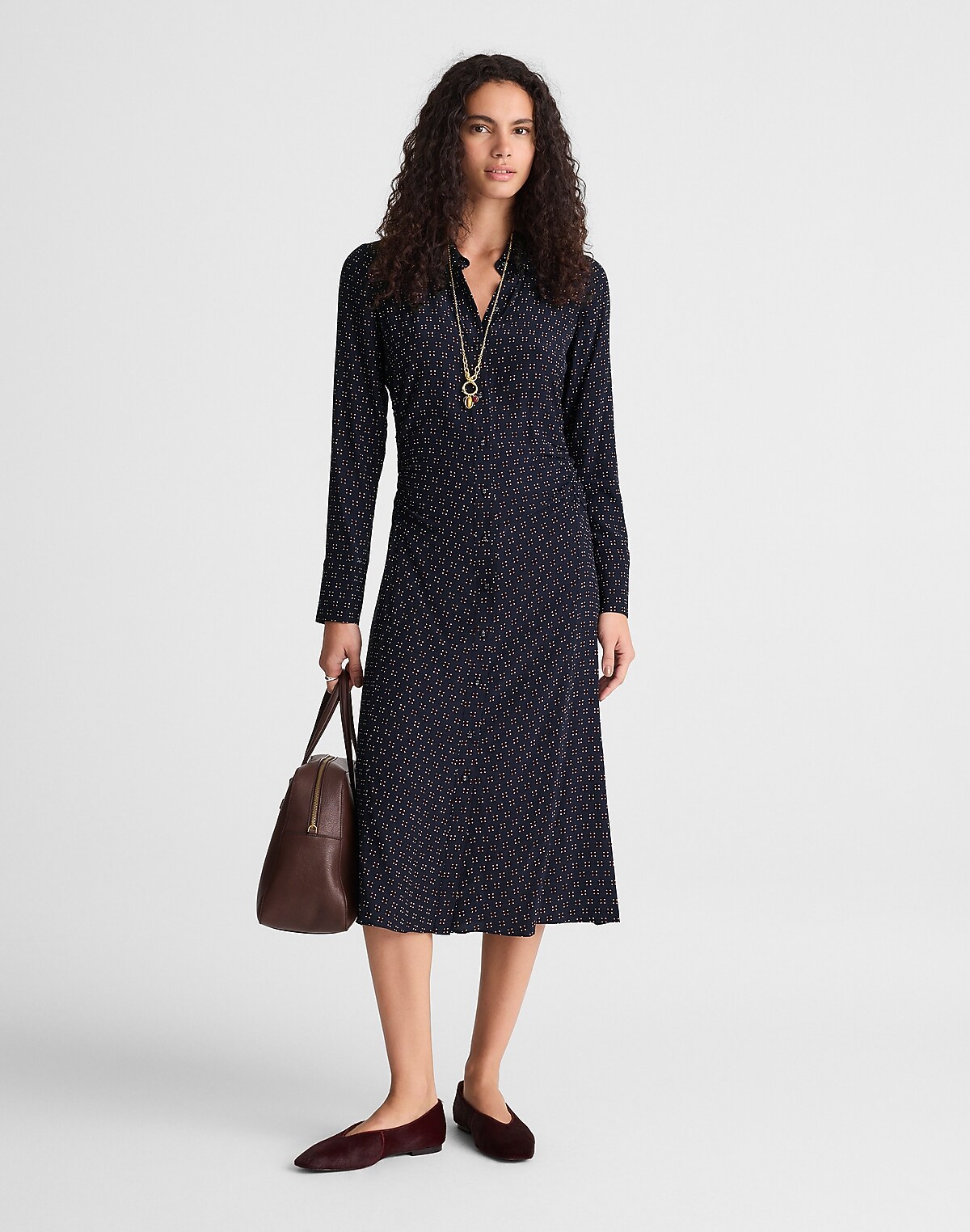 Ruched Midi Shirtdress