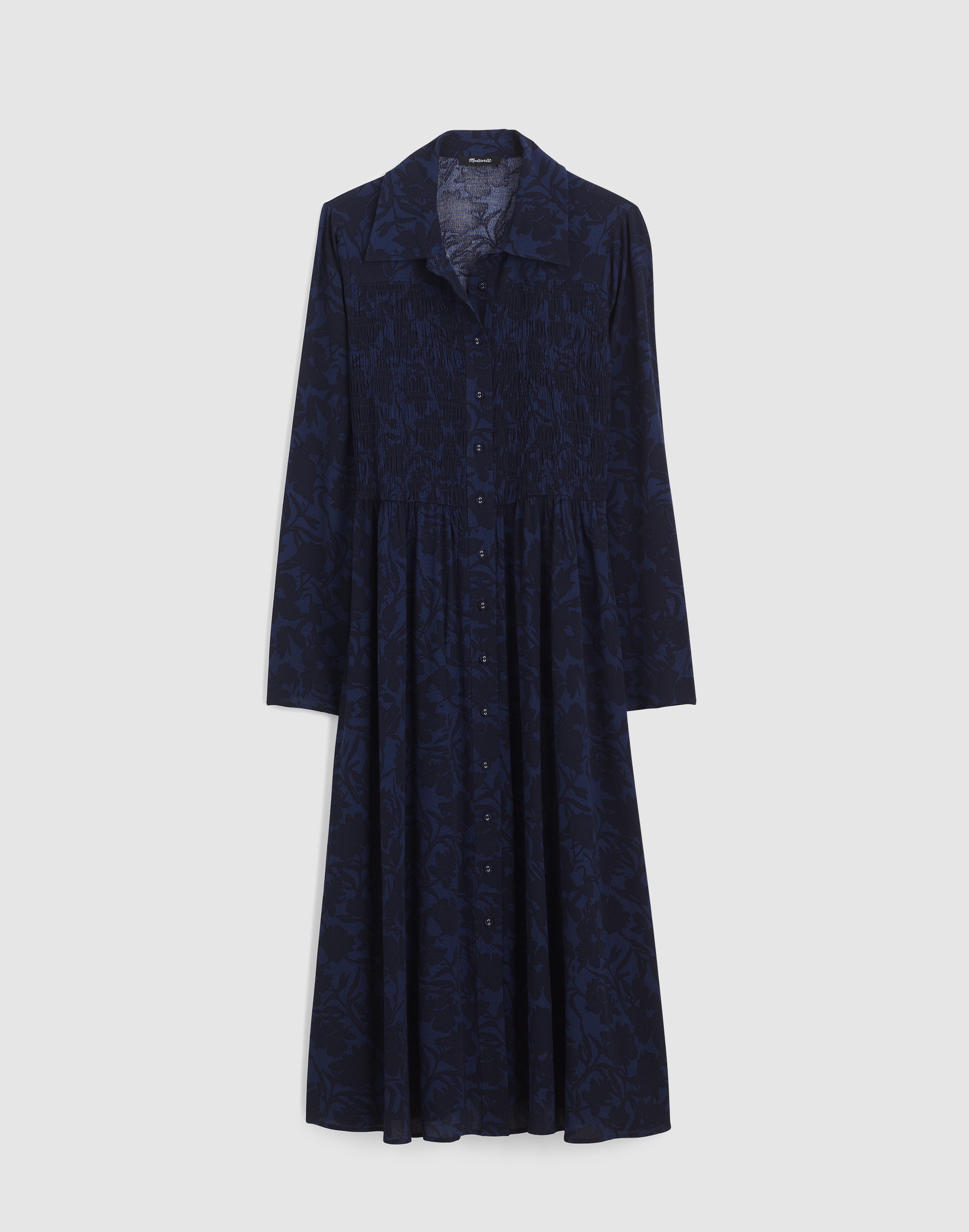 Smocked Midi Shirtdress