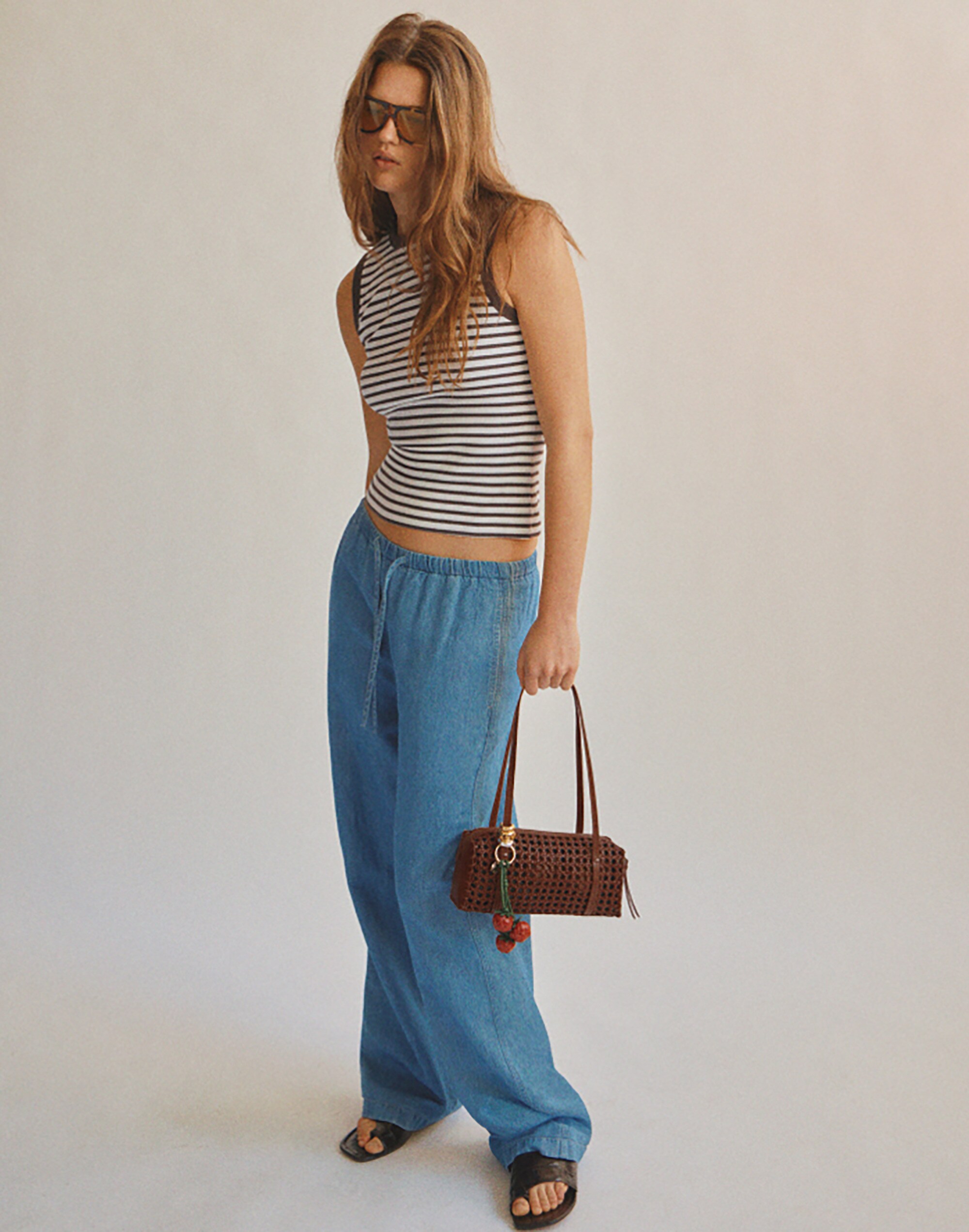 Pull-On Pants in Cotton-Linen Denim