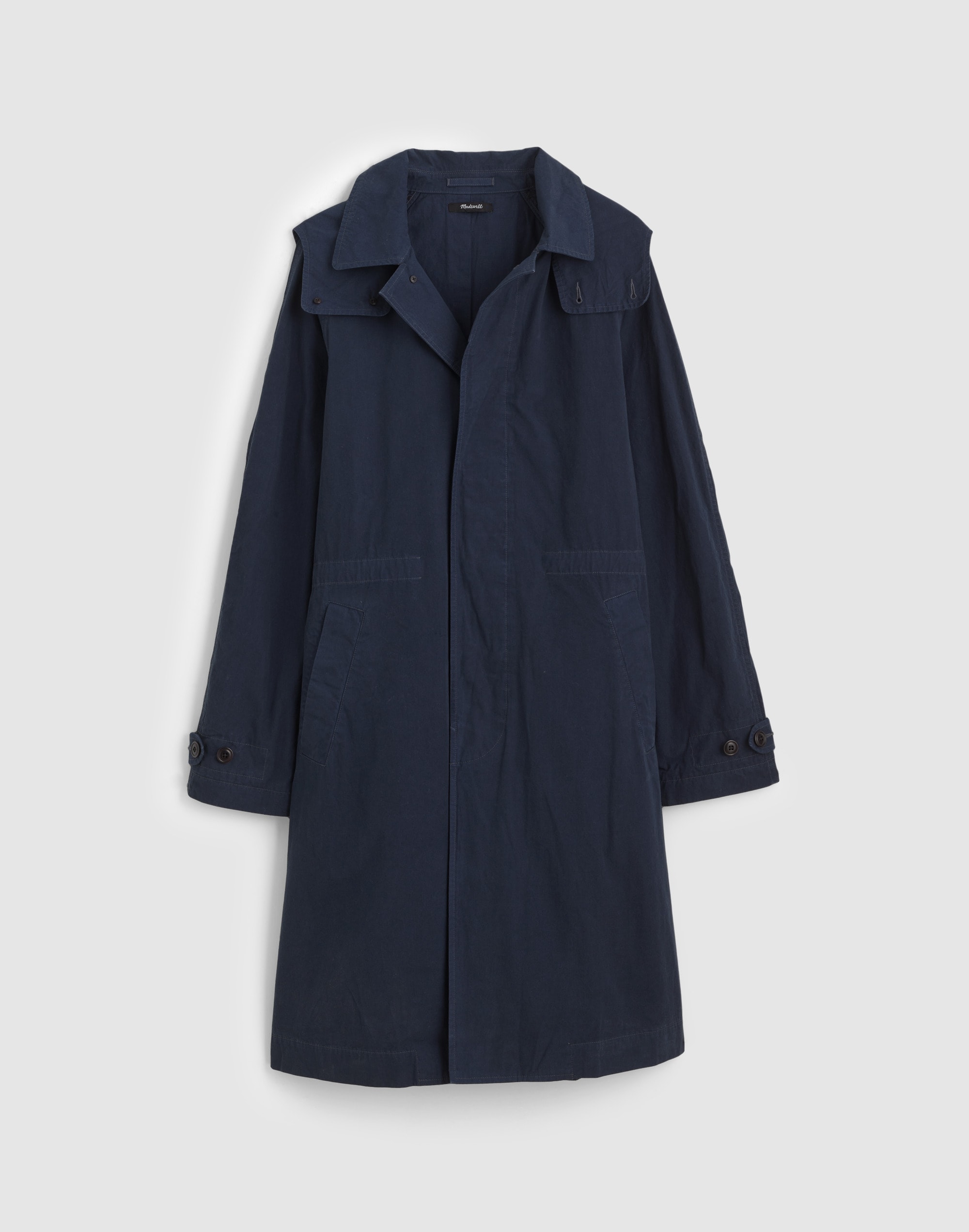 Hooded Officer Coat in Cotton Poplin