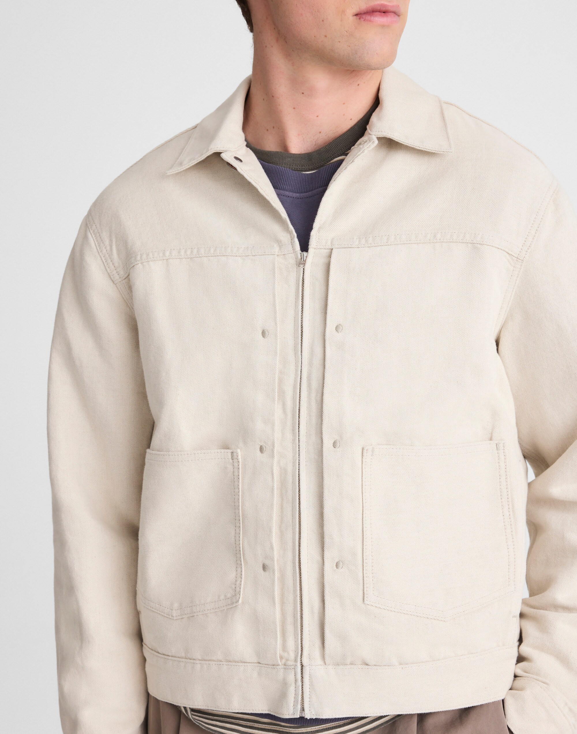 Denim Zip-Front Trucker Jacket