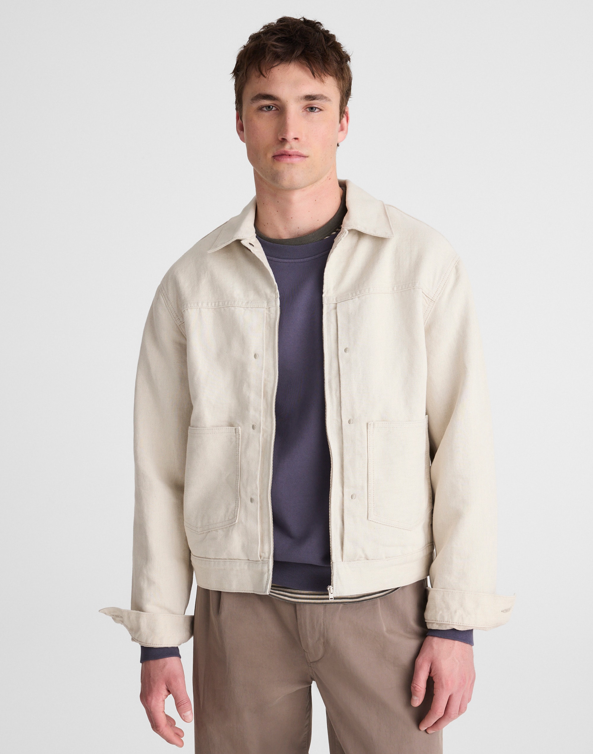 Denim Zip-Front Trucker Jacket