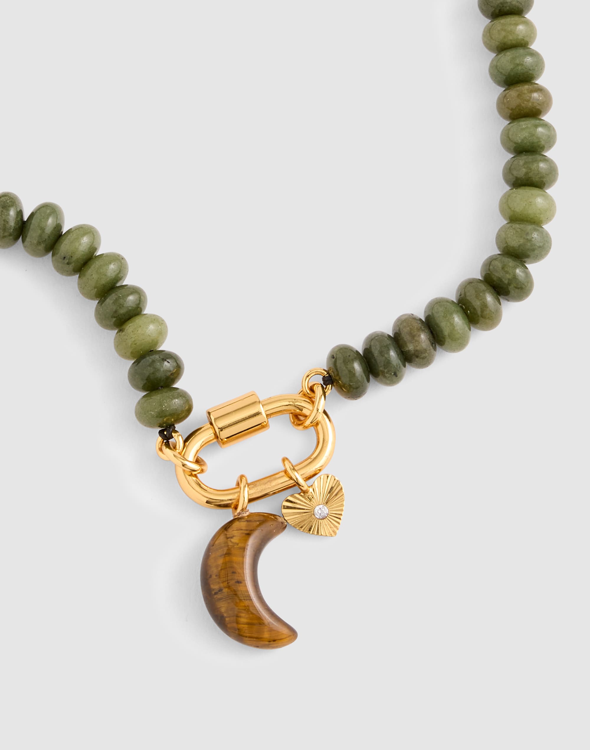 semiprecious beaded carabiner charm necklace