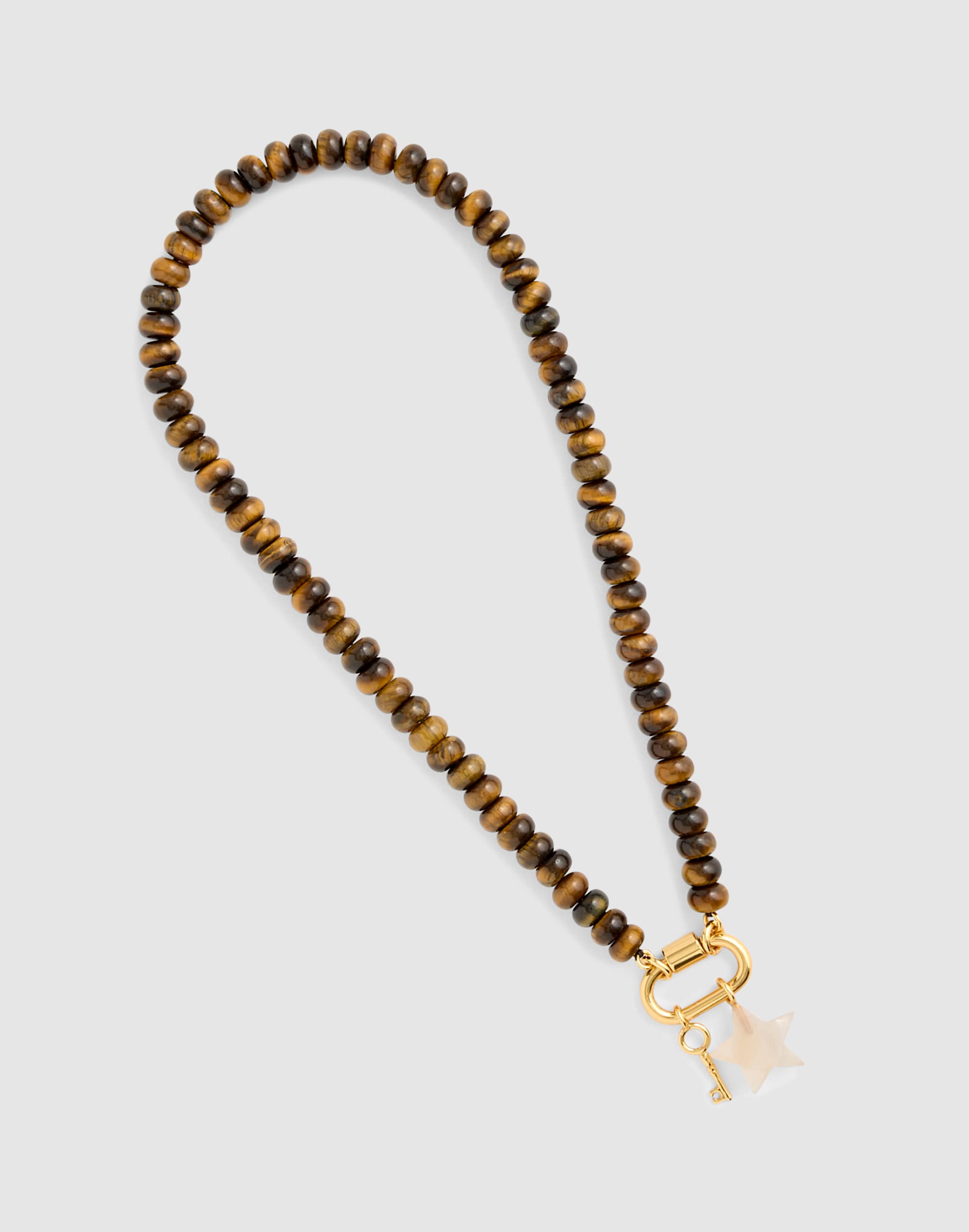 Semiprecious Beaded Carabiner Charm Necklace