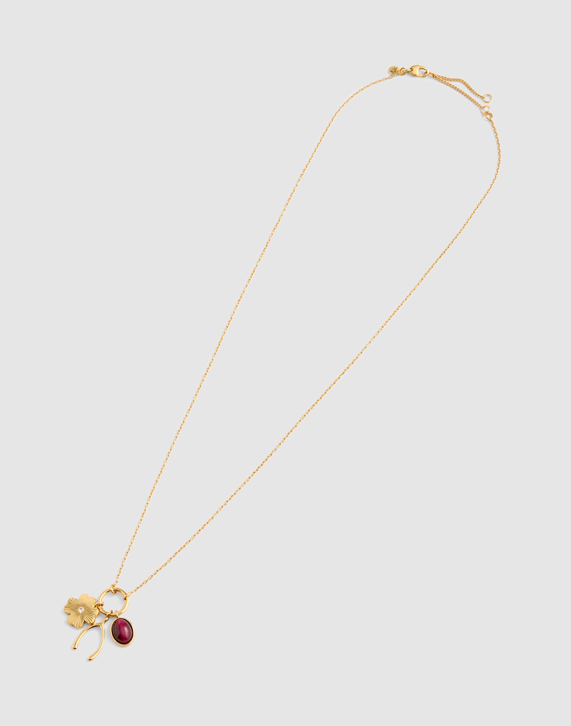 Semiprecious Wishbone Charm Necklace