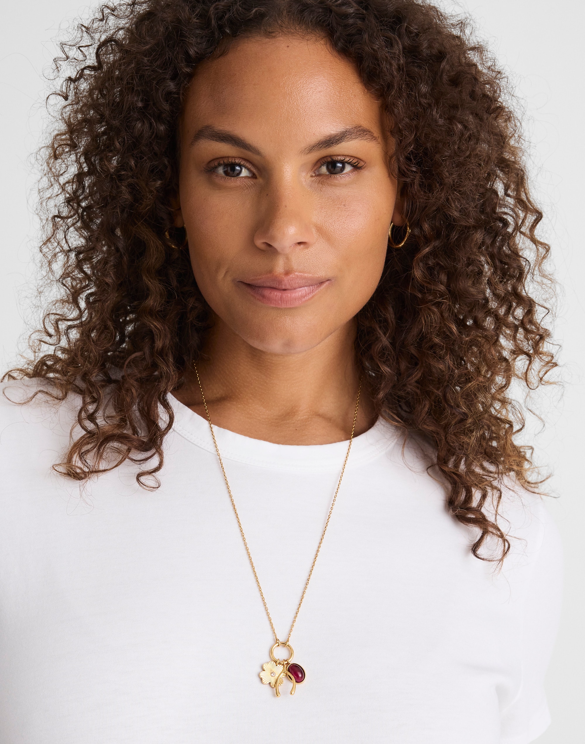 Semiprecious Wishbone Charm Necklace