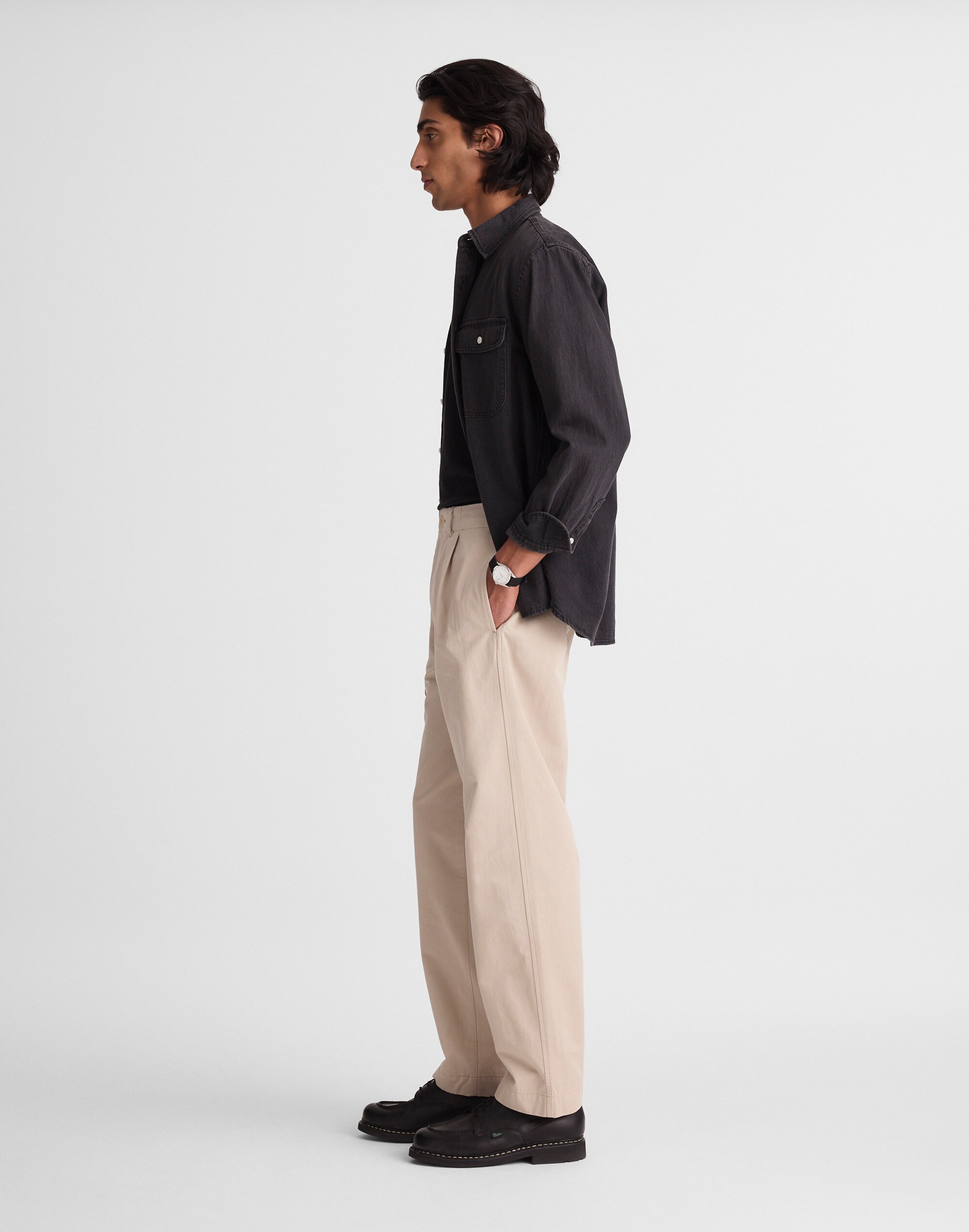 Pleated Chino Pants in Uniform Twill