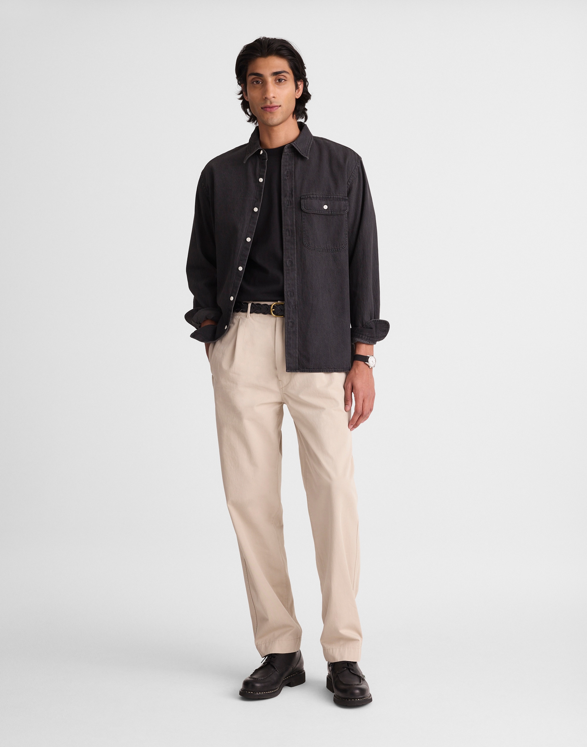 Pleated Chino Pants in Uniform Twill