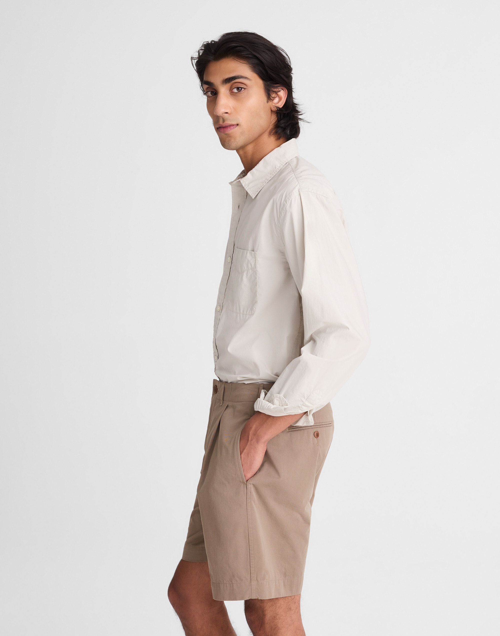 Pleated Chino Shorts in Uniform Twill