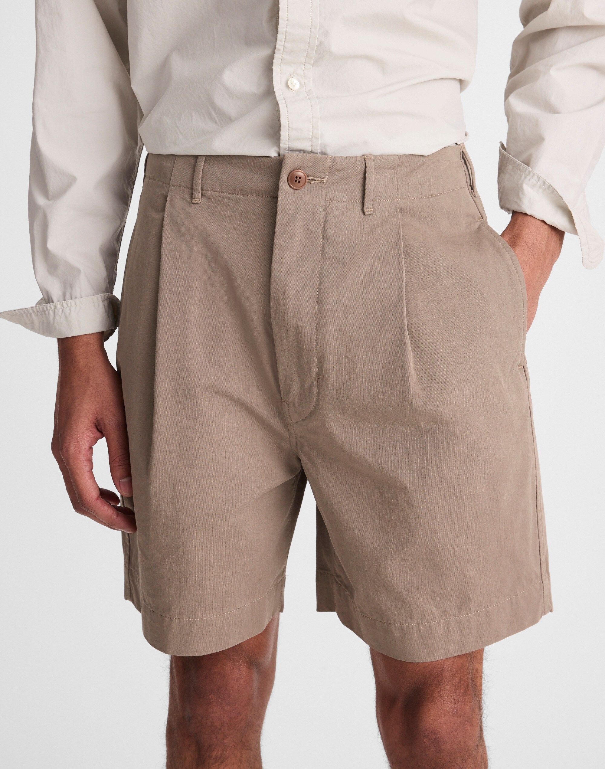 Pleated Chino Shorts in Uniform Twill