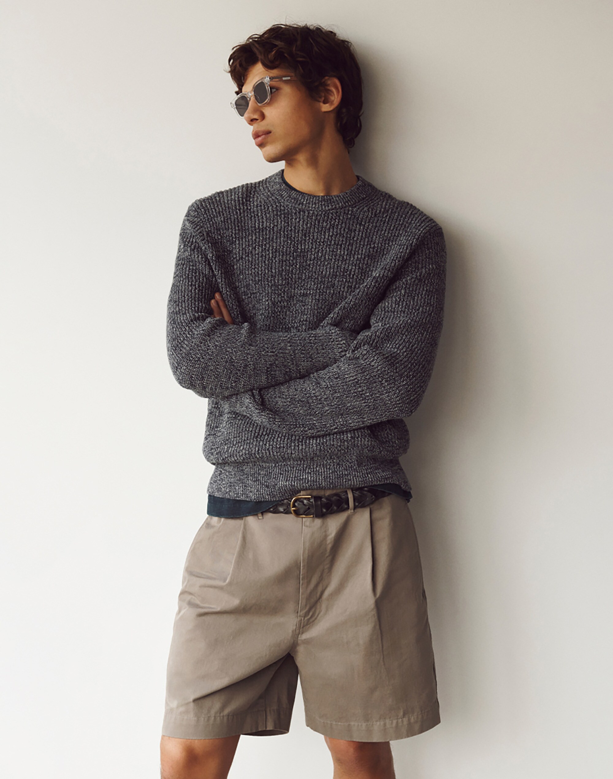 Pleated Chino Shorts in Uniform Twill