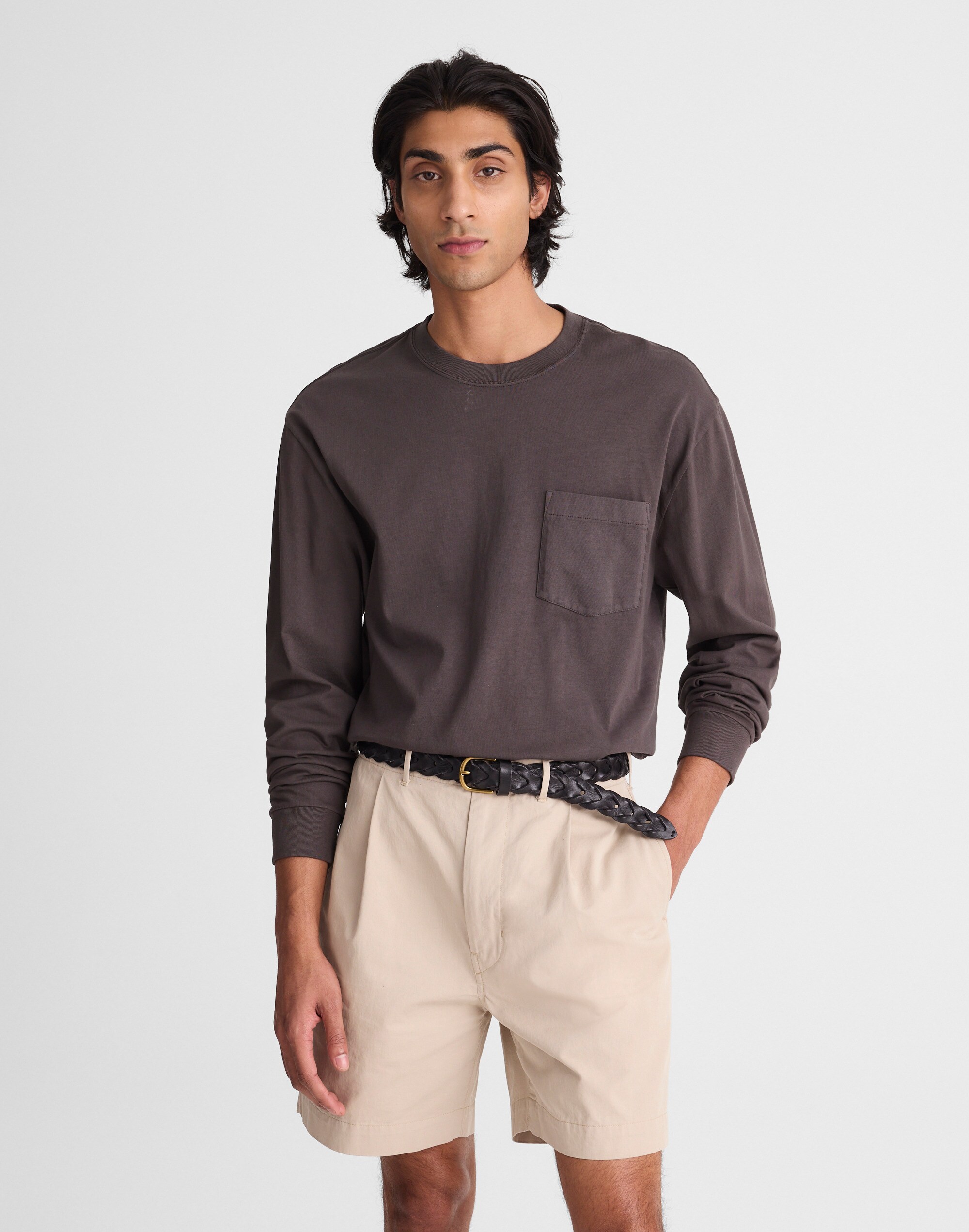 Pleated Chino Shorts in Uniform Twill
