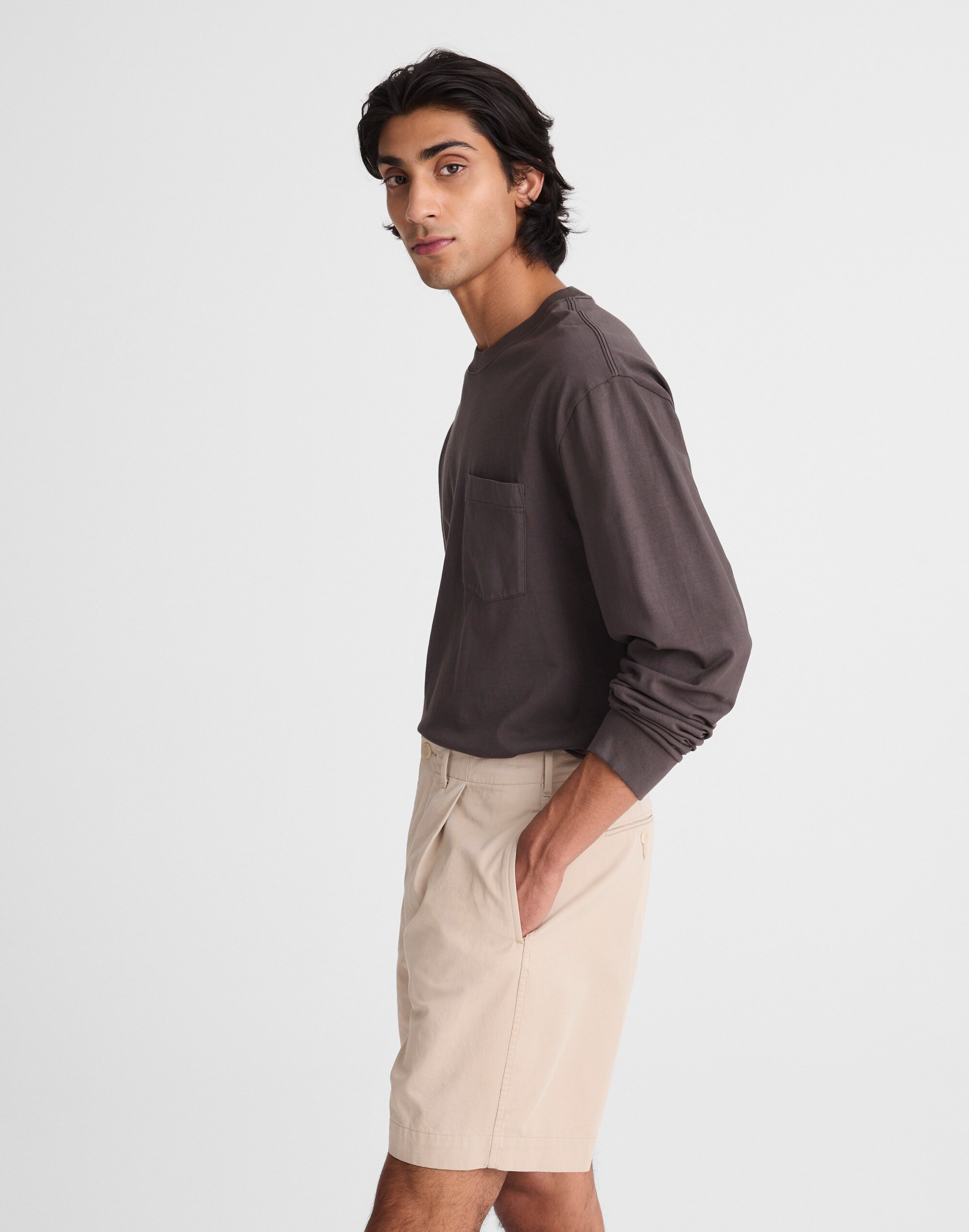 Pleated Chino Shorts in Uniform Twill