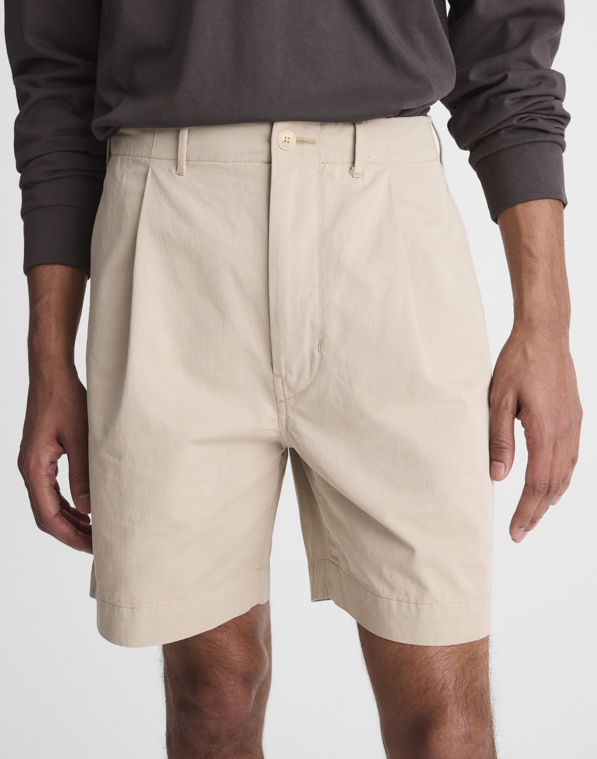 Pleated Chino Shorts in Uniform Twill