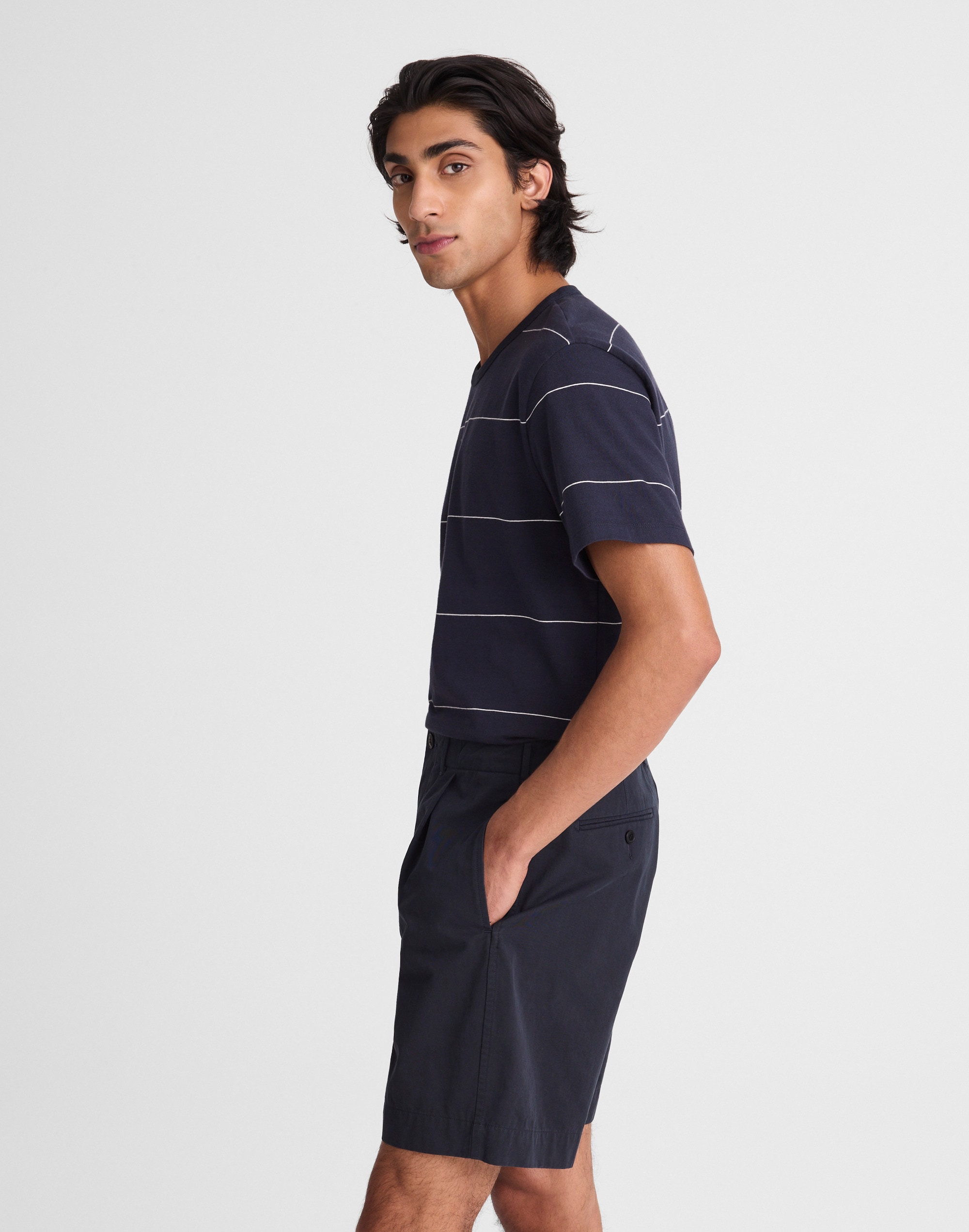 Pleated Chino Shorts in Uniform Twill