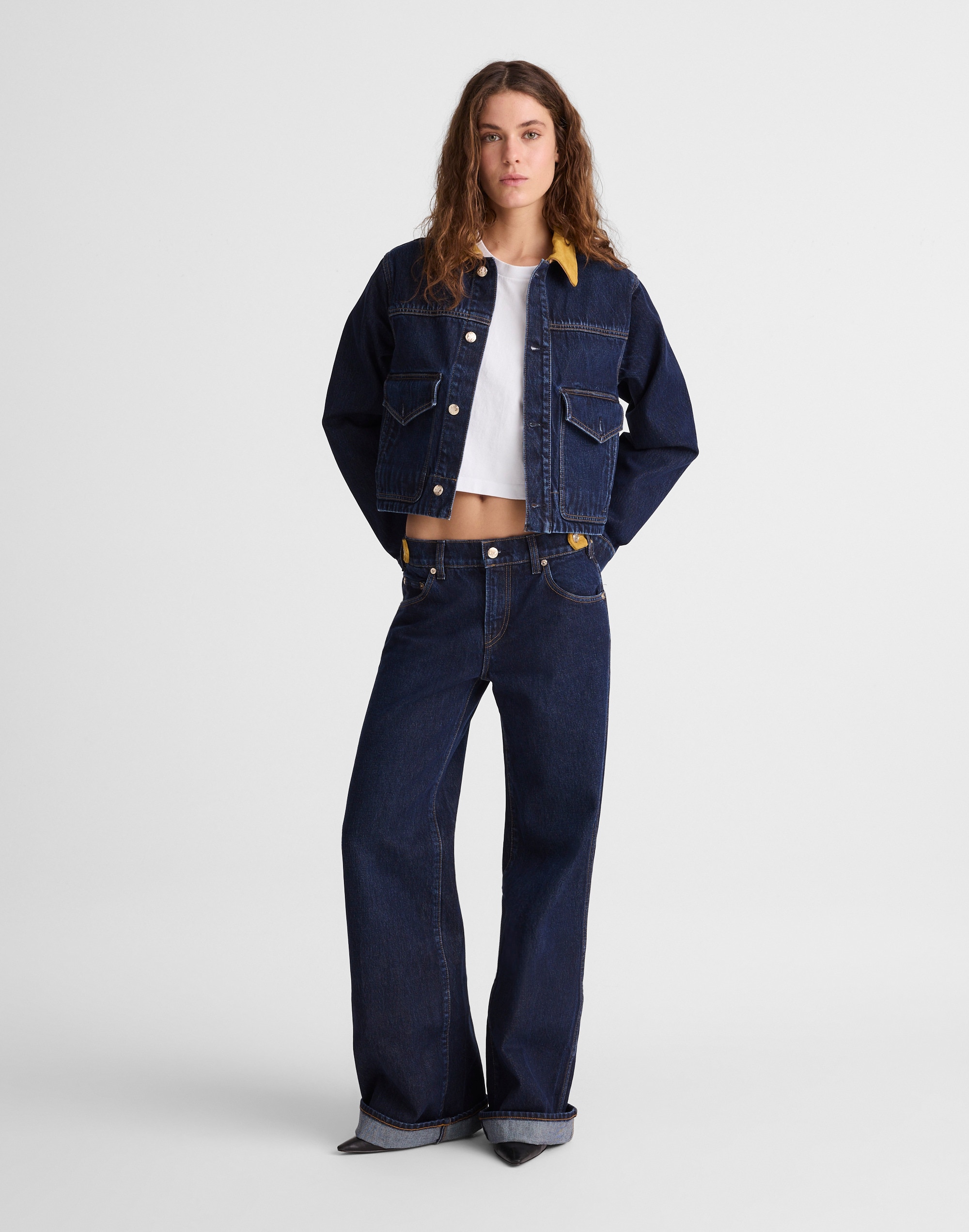 madewell x benjamin talley smith the coolidge low-rise wide-leg jean in wells wash