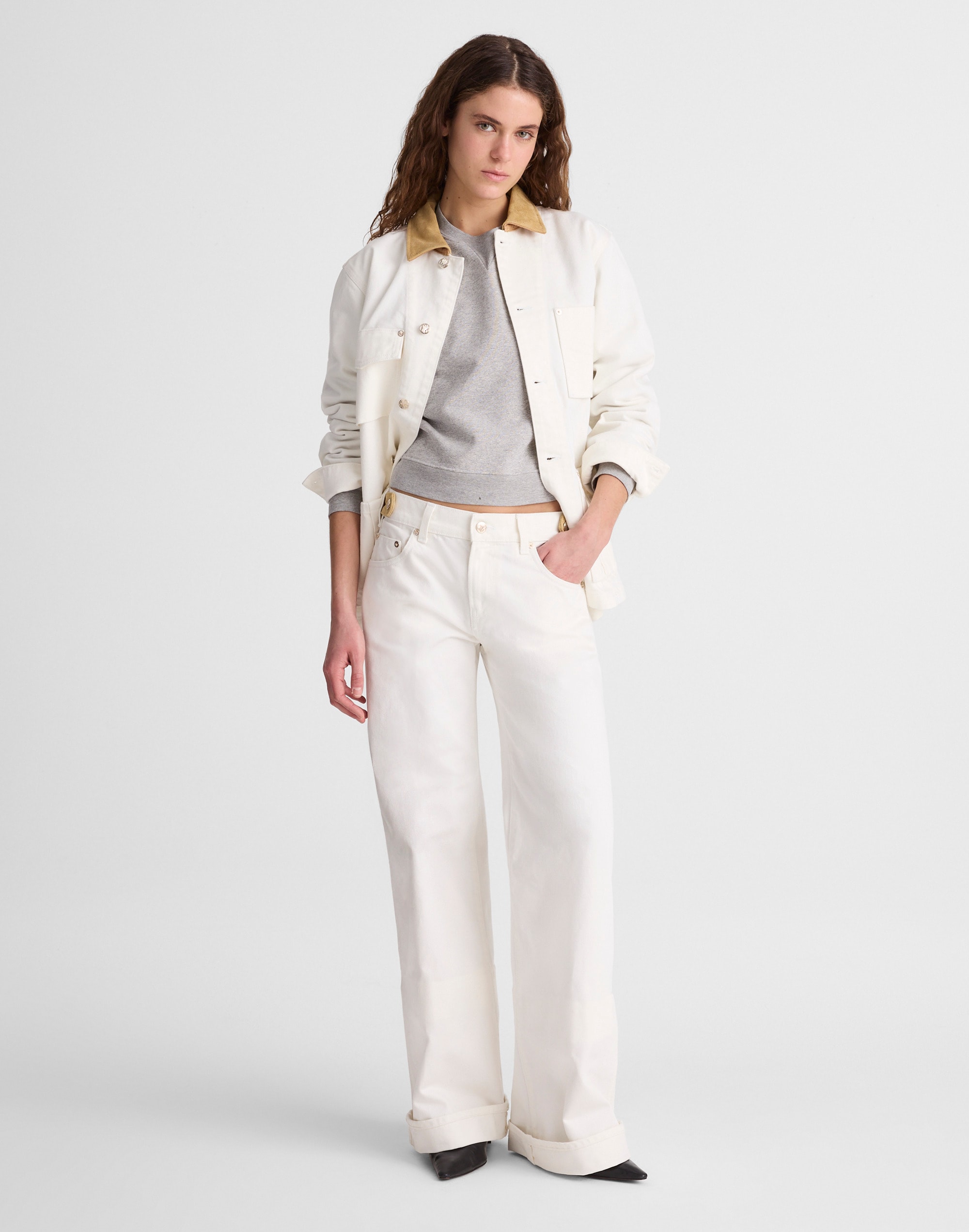 madewell x benjamin talley smith the coolidge low-rise wide-leg jean in chalk wash