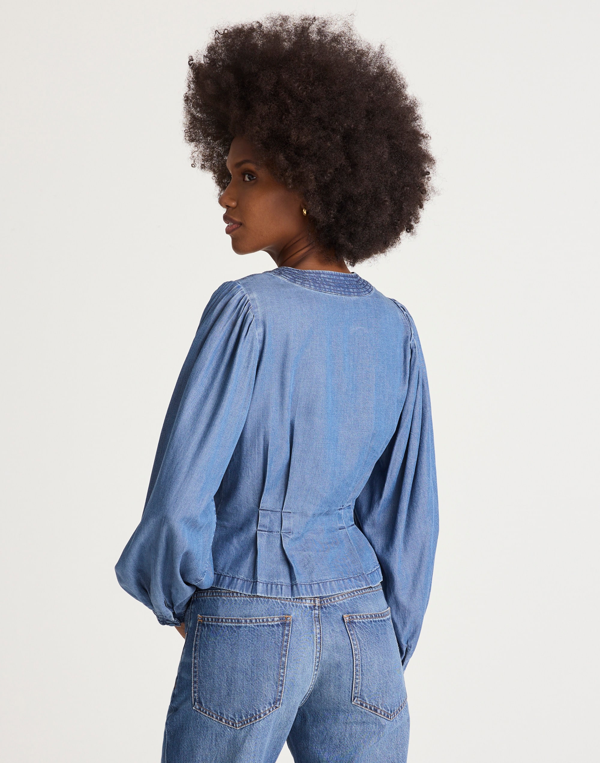 Denim Button-Front Top