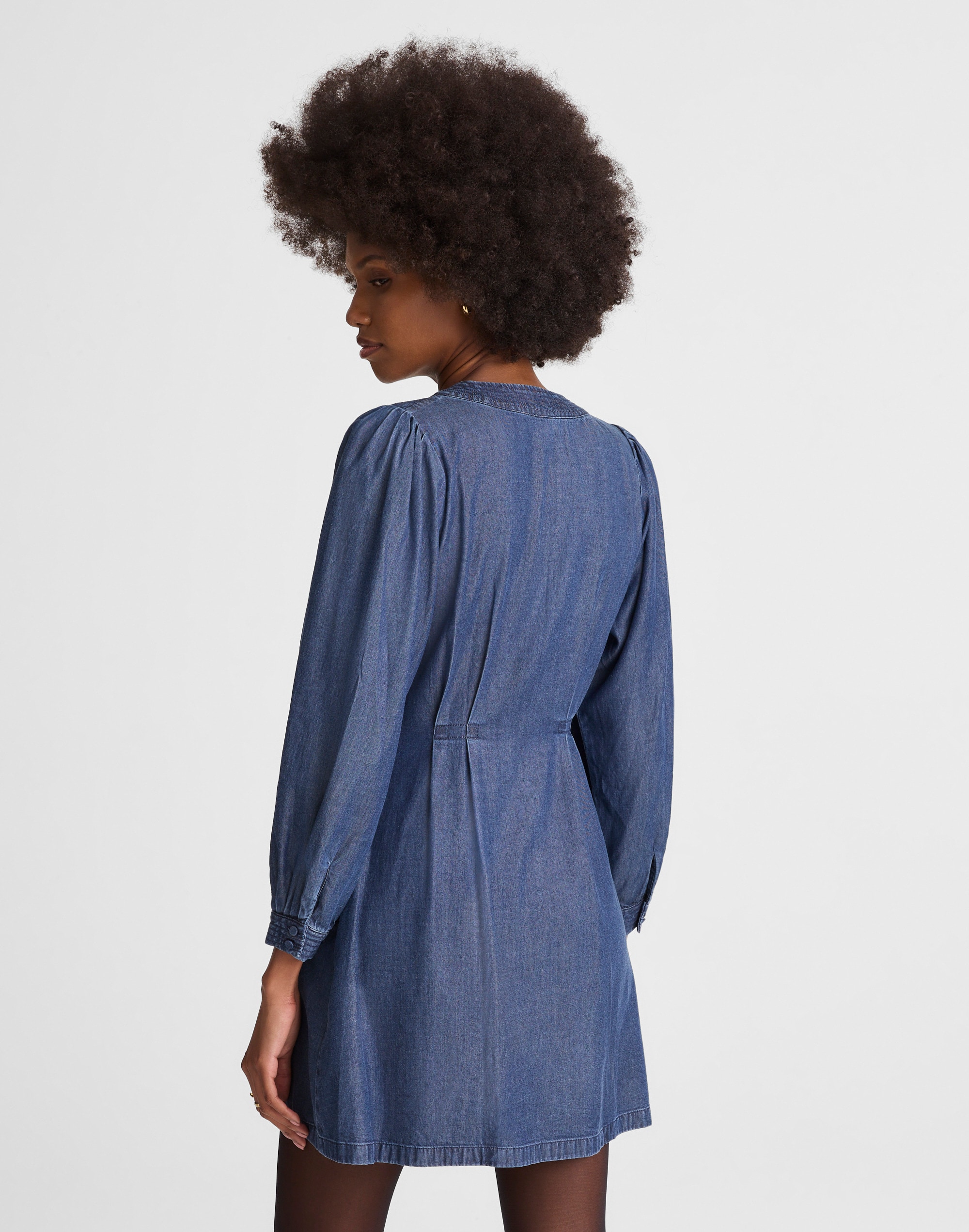 Denim Button-Front Mini Dress