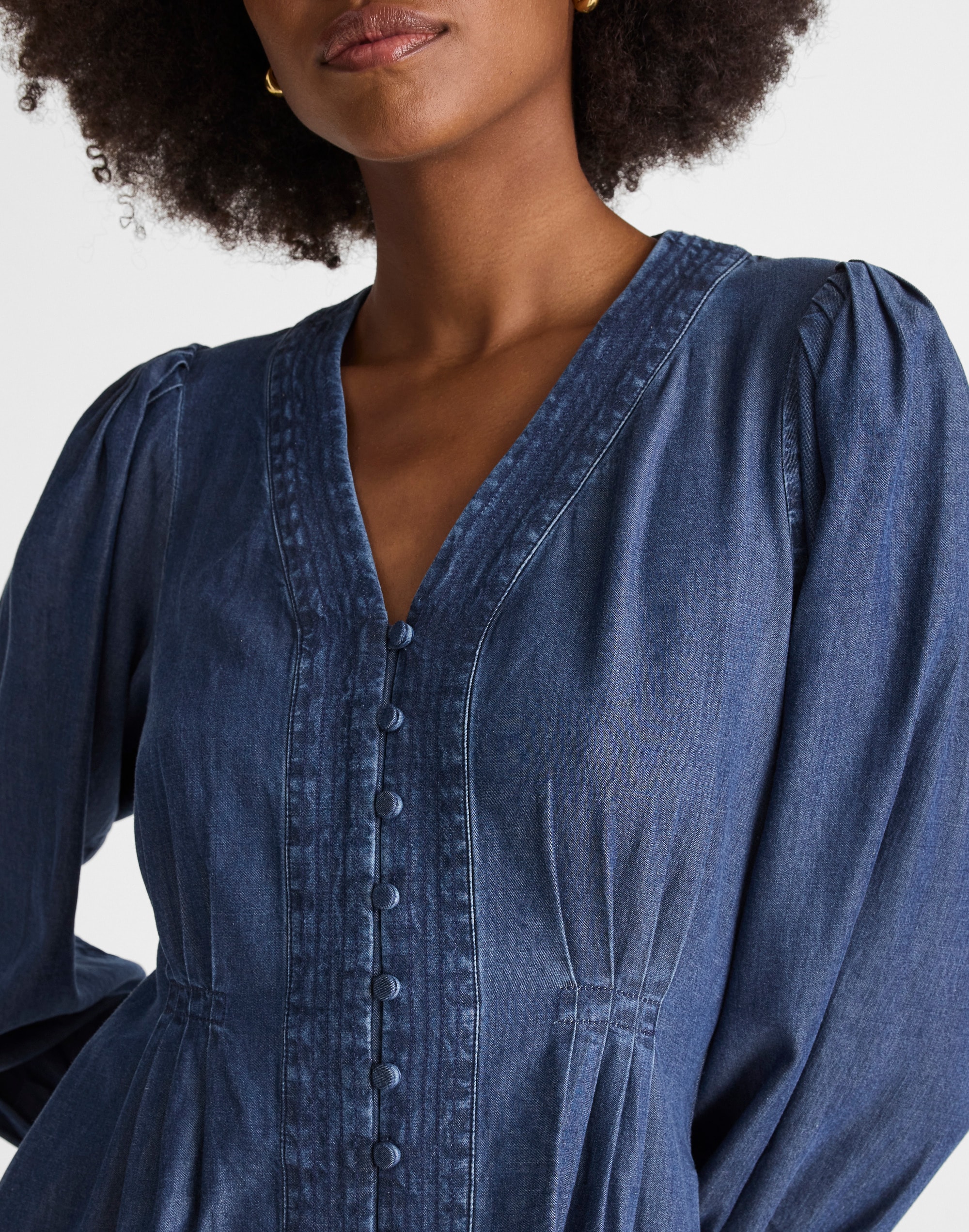 Denim Button-Front Mini Dress