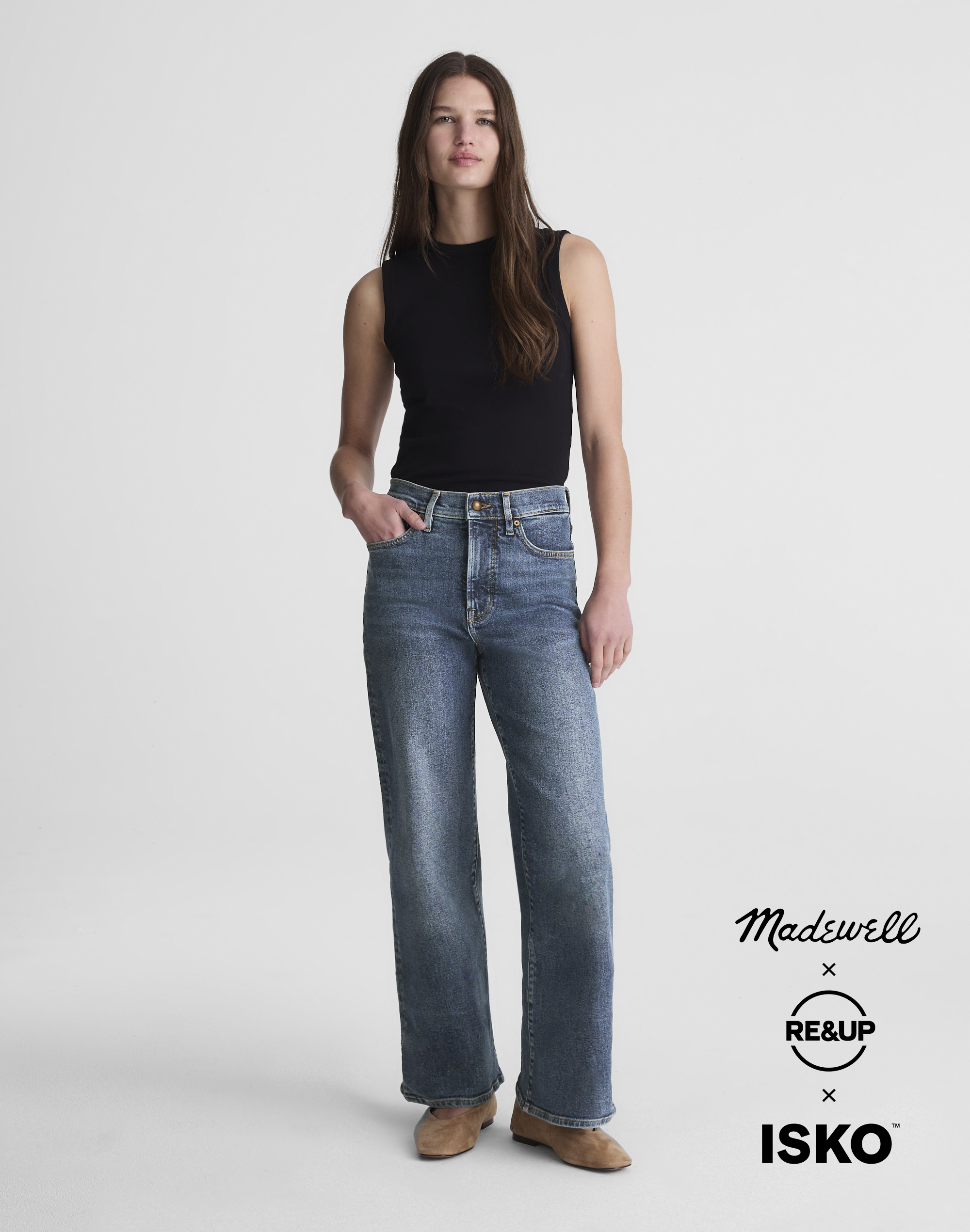 circular wide-leg jean