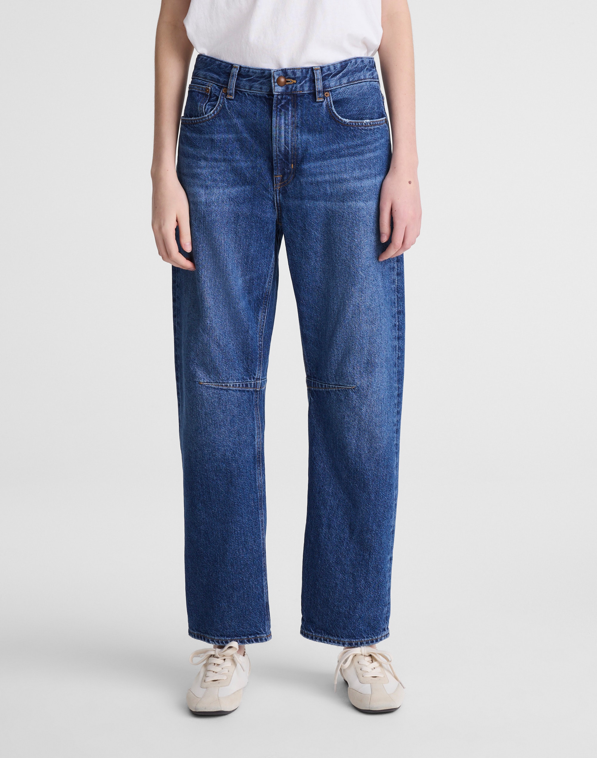 Circular Darted Barrel-Leg Jean