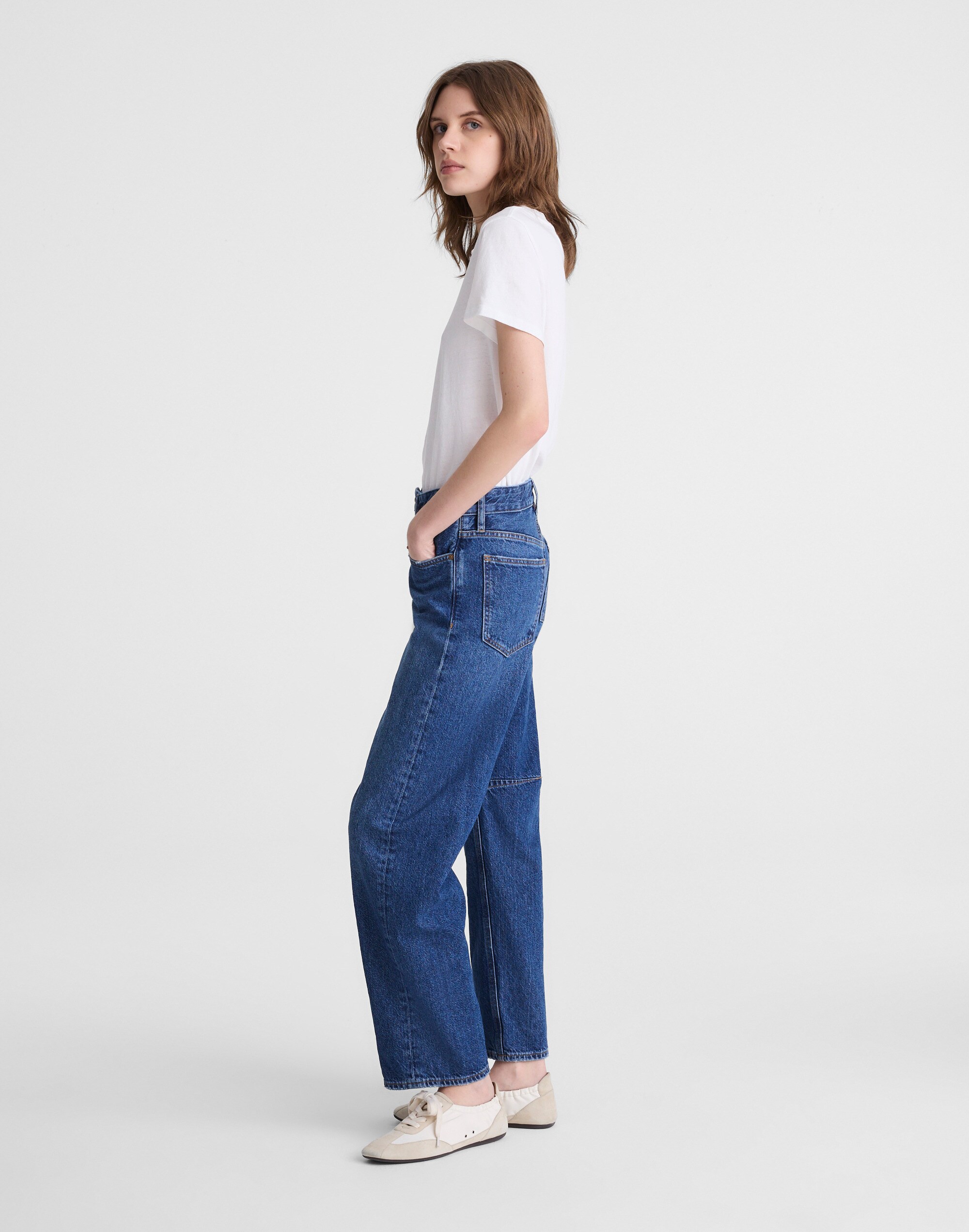 Circular Darted Barrel-Leg Jean