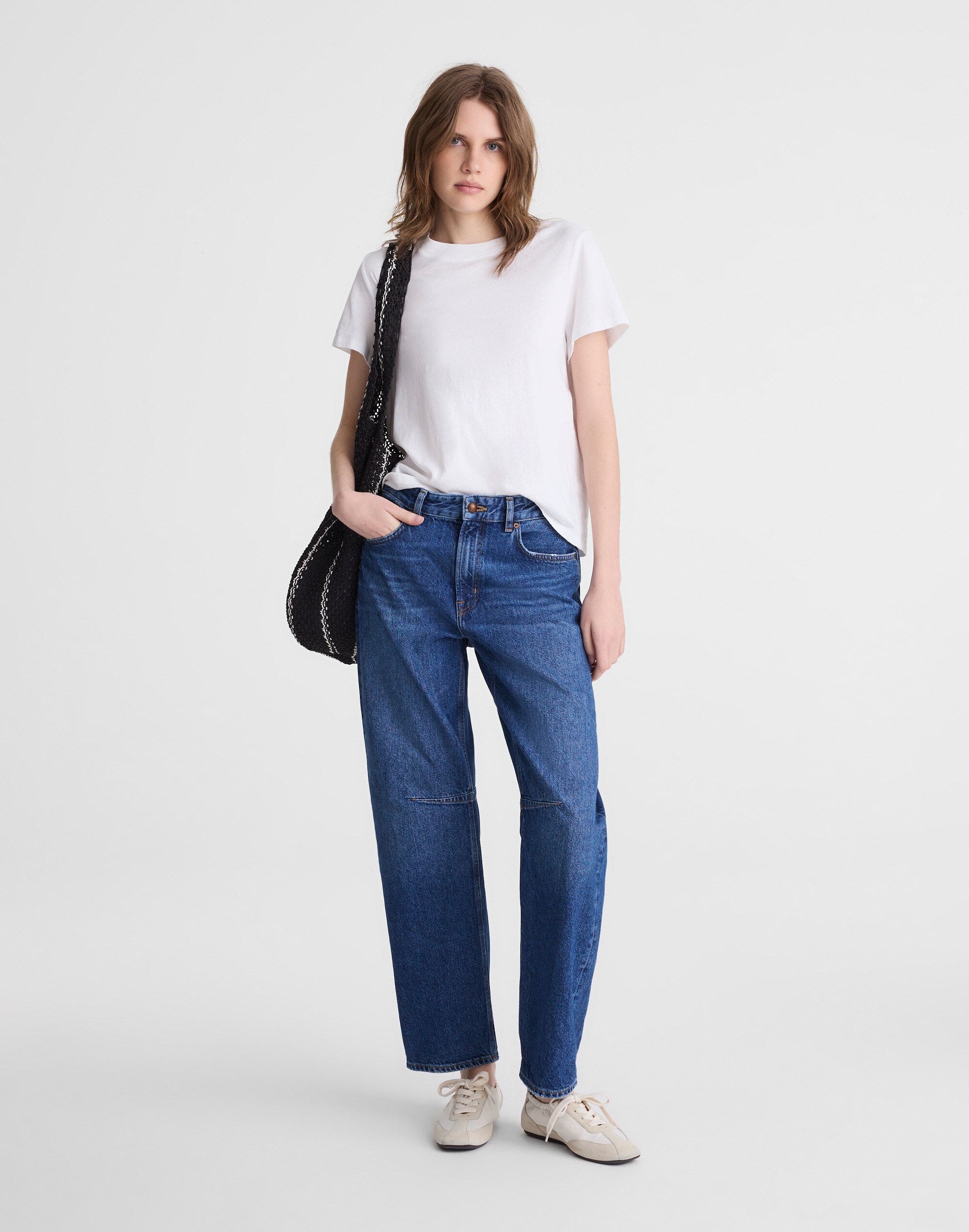 Circular Darted Barrel-Leg Jean