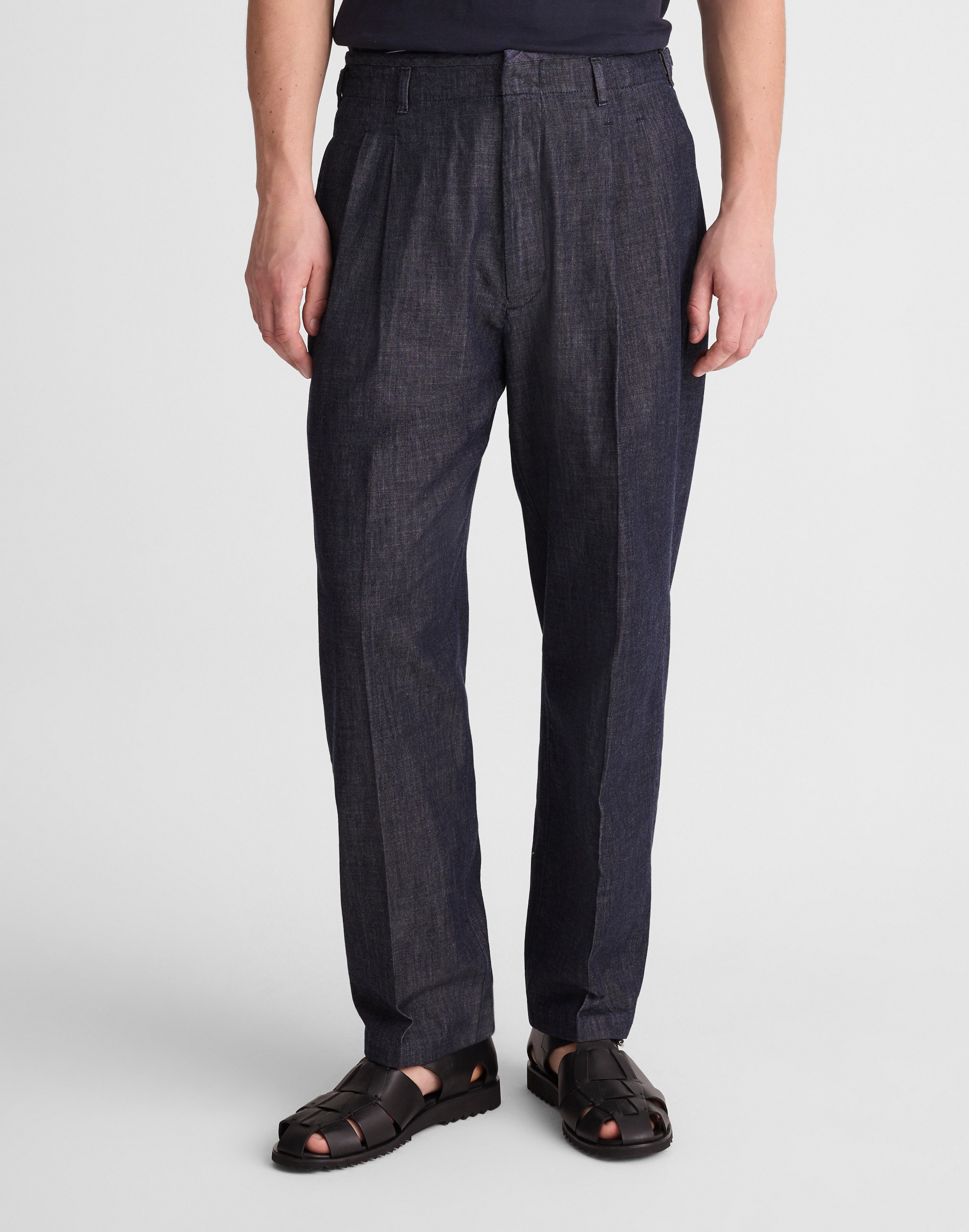 Denim Double-Pleated Trousers