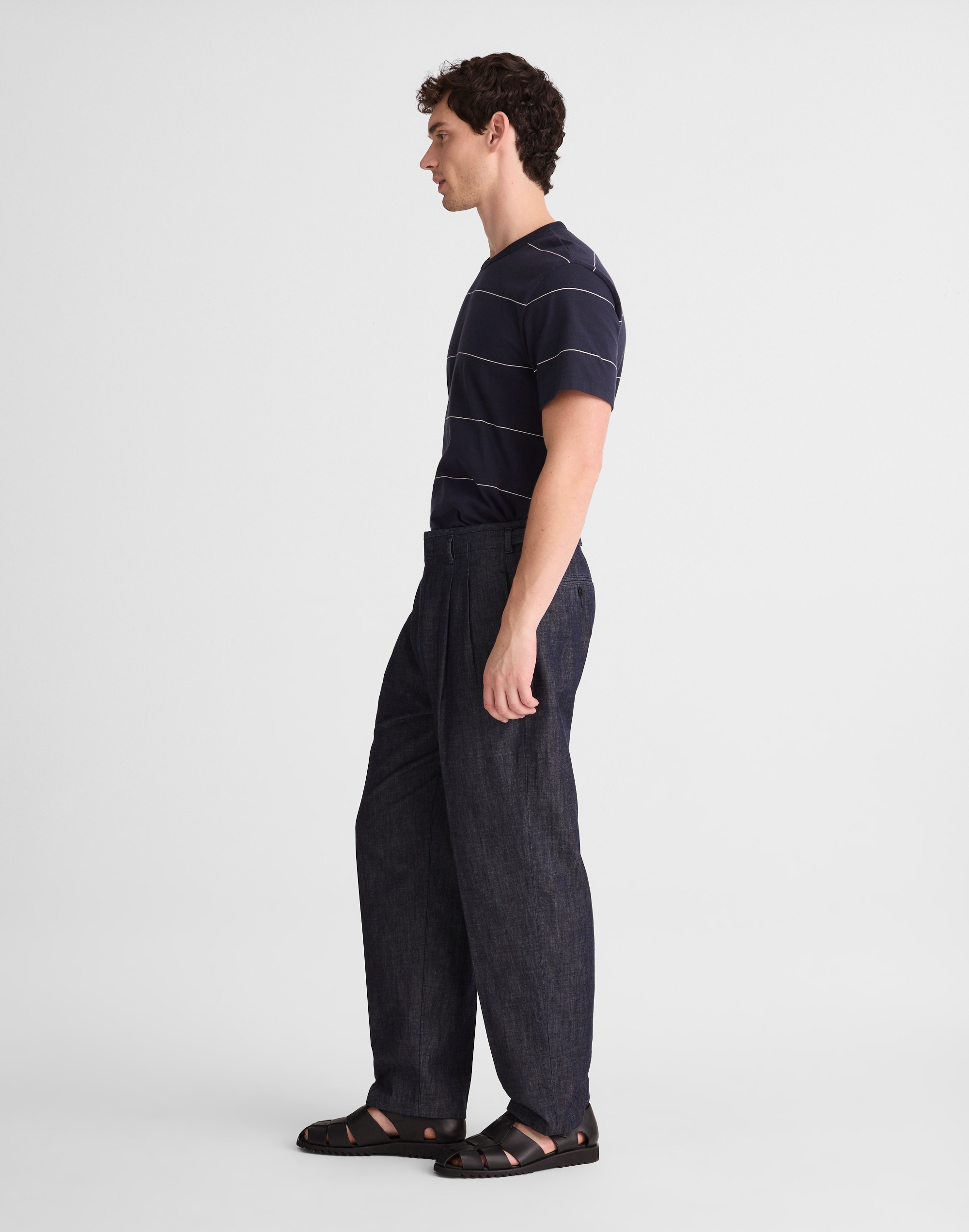 Denim Double-Pleated Trousers
