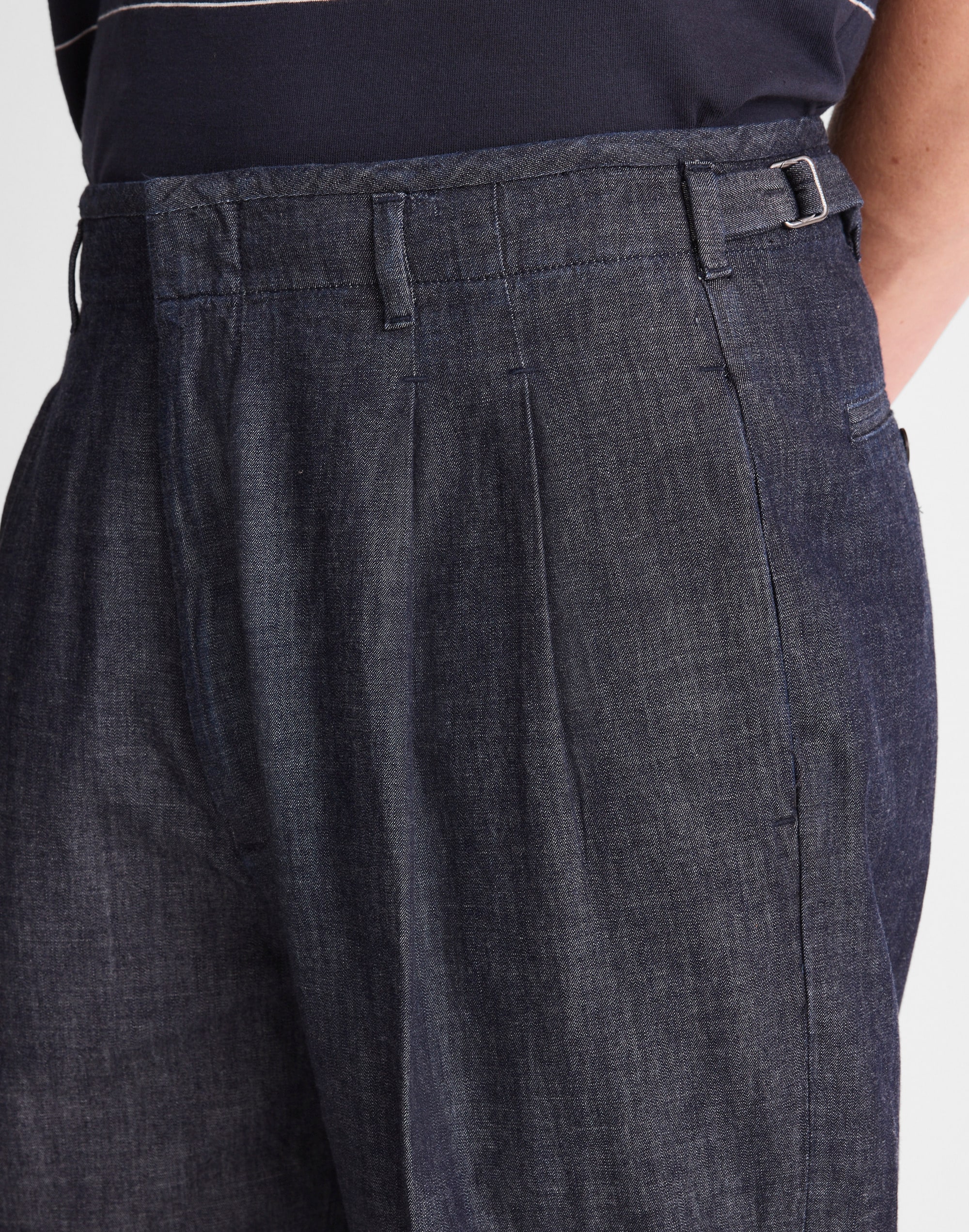 Denim Double-Pleated Trousers