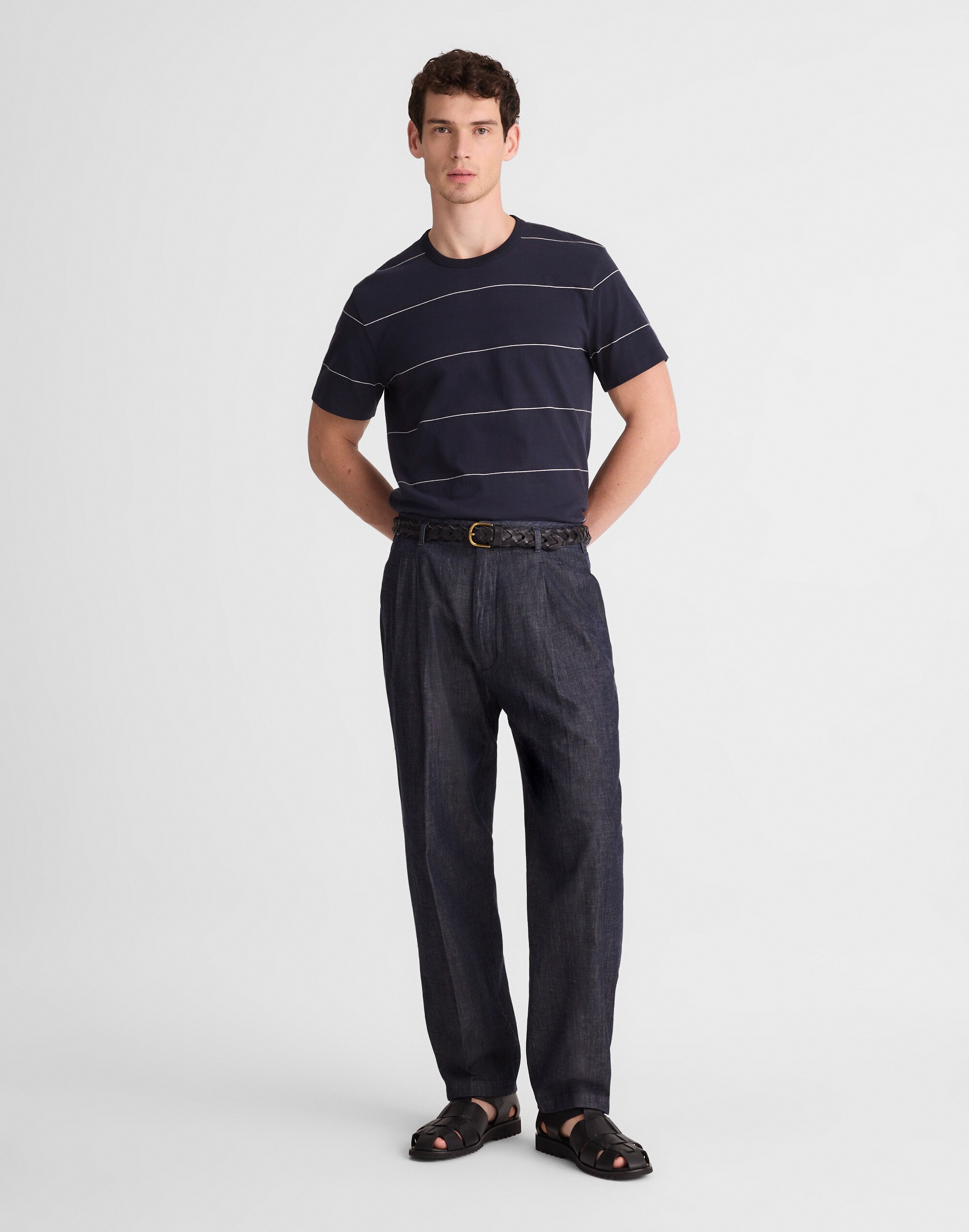 Denim Double-Pleated Trousers