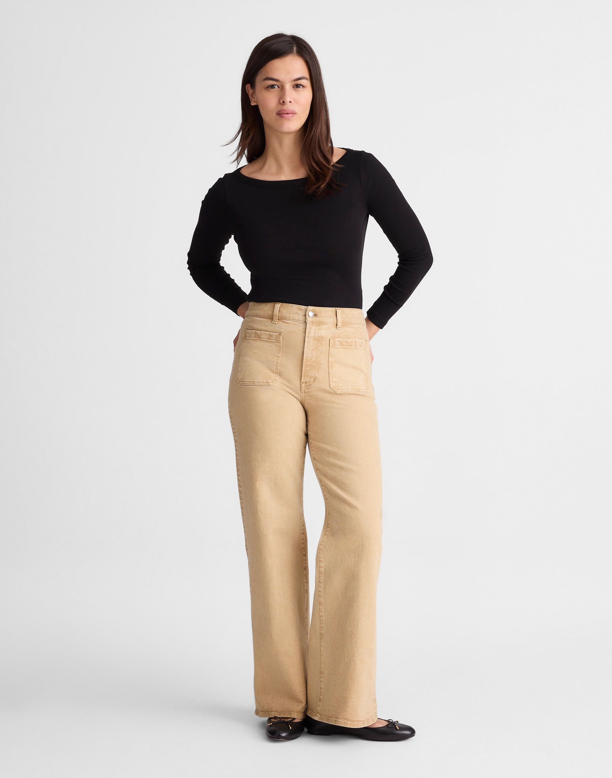 Madewell The Curvy Emmy Wide-leg Pant In Nude