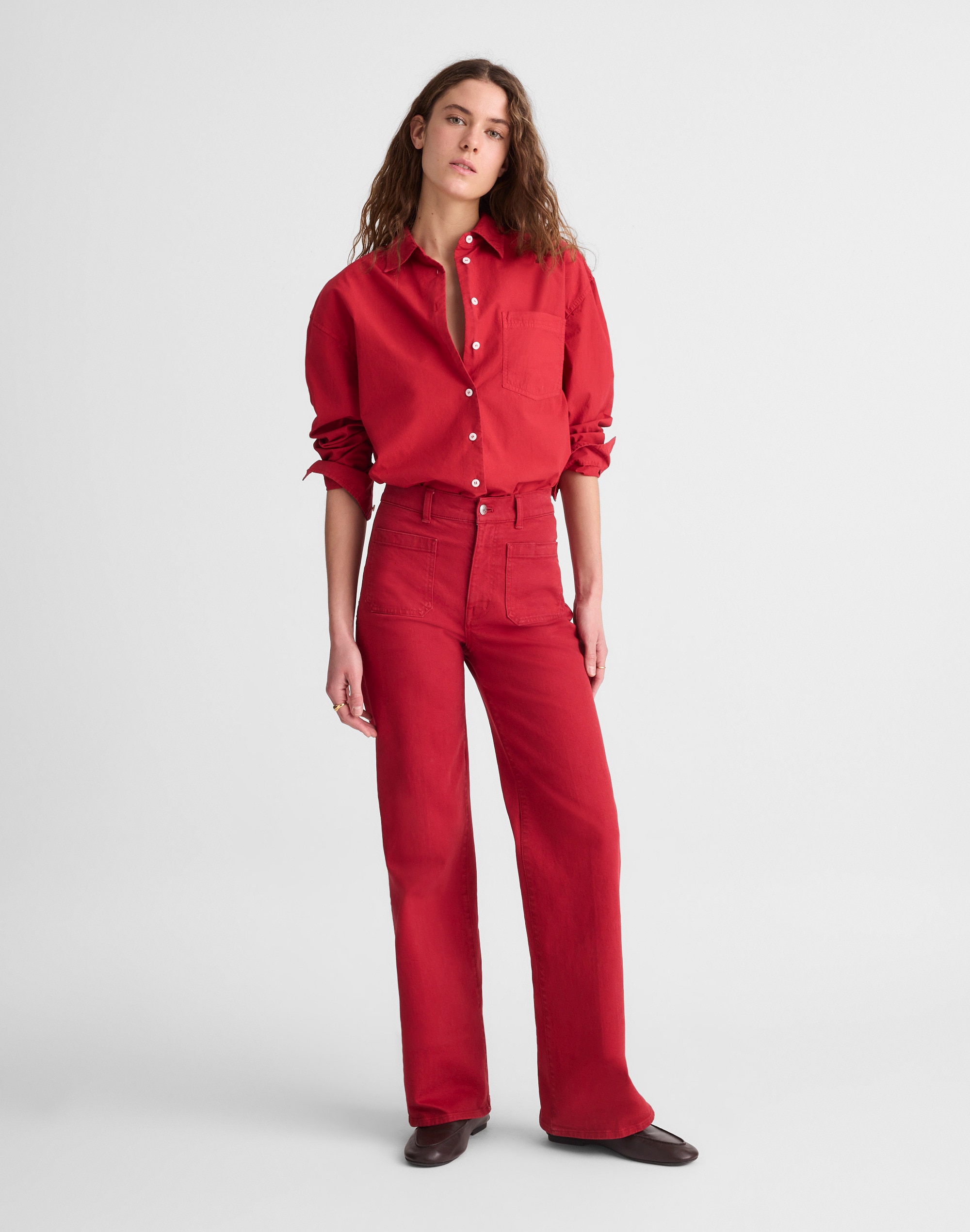 Madewell The Emmy Wide-leg Pant In Red