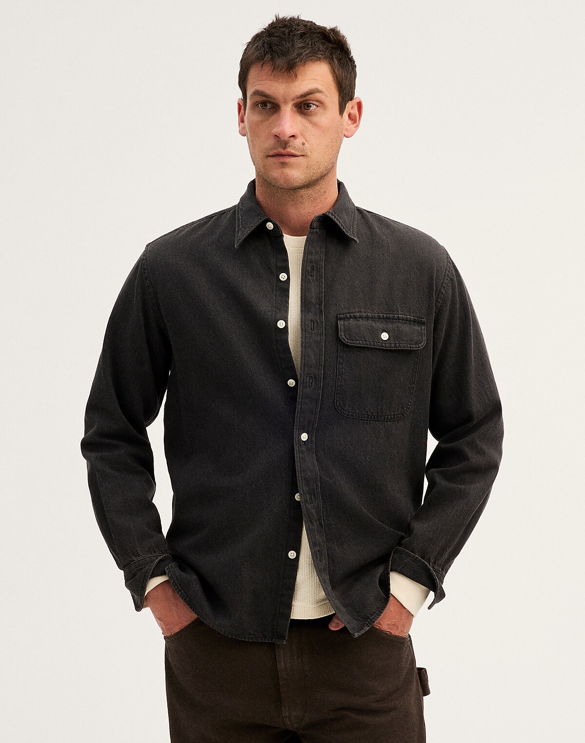 Single-Pocket Shirt in SoftFade Denim