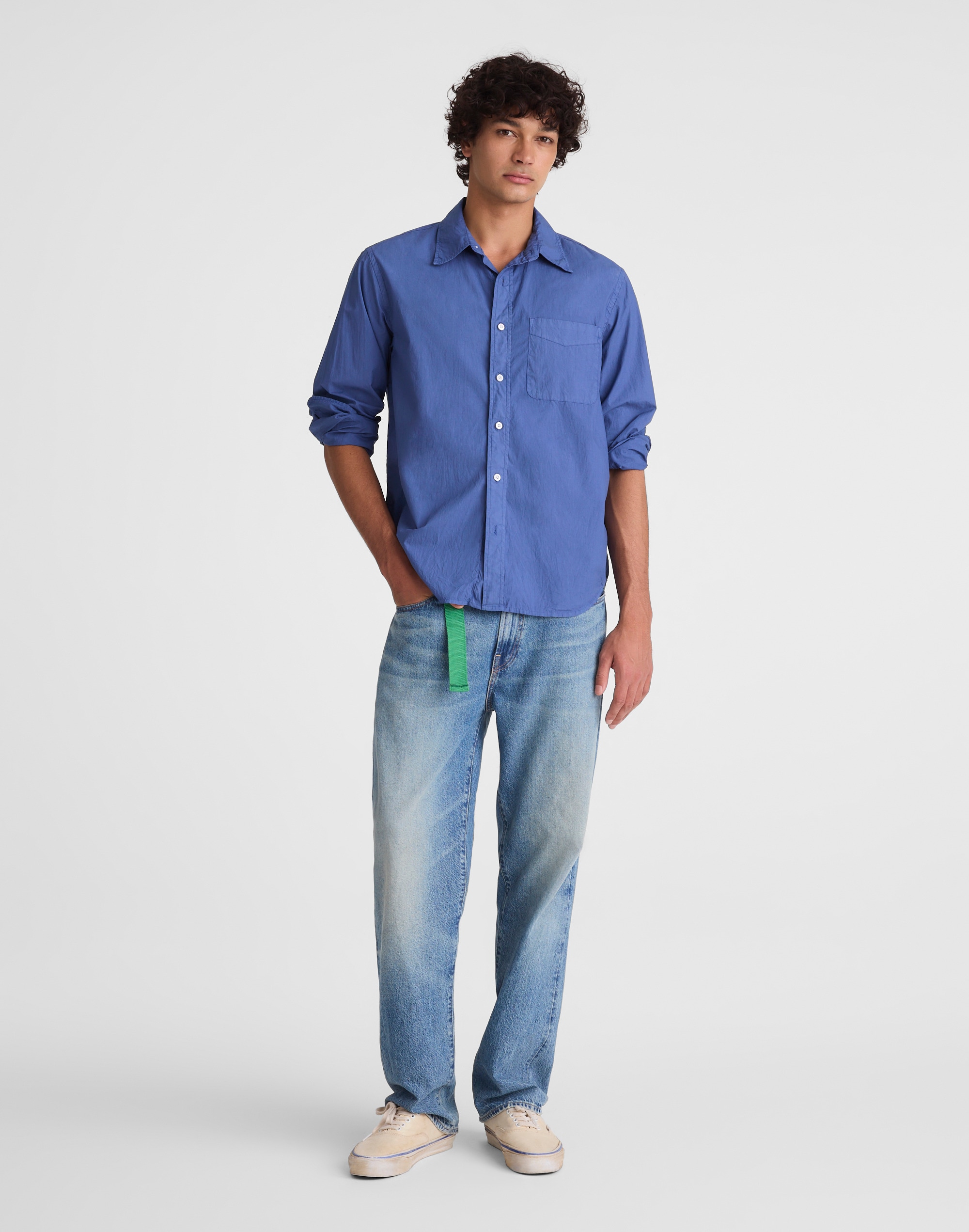 Button-Up Shirt in Crisp Poplin