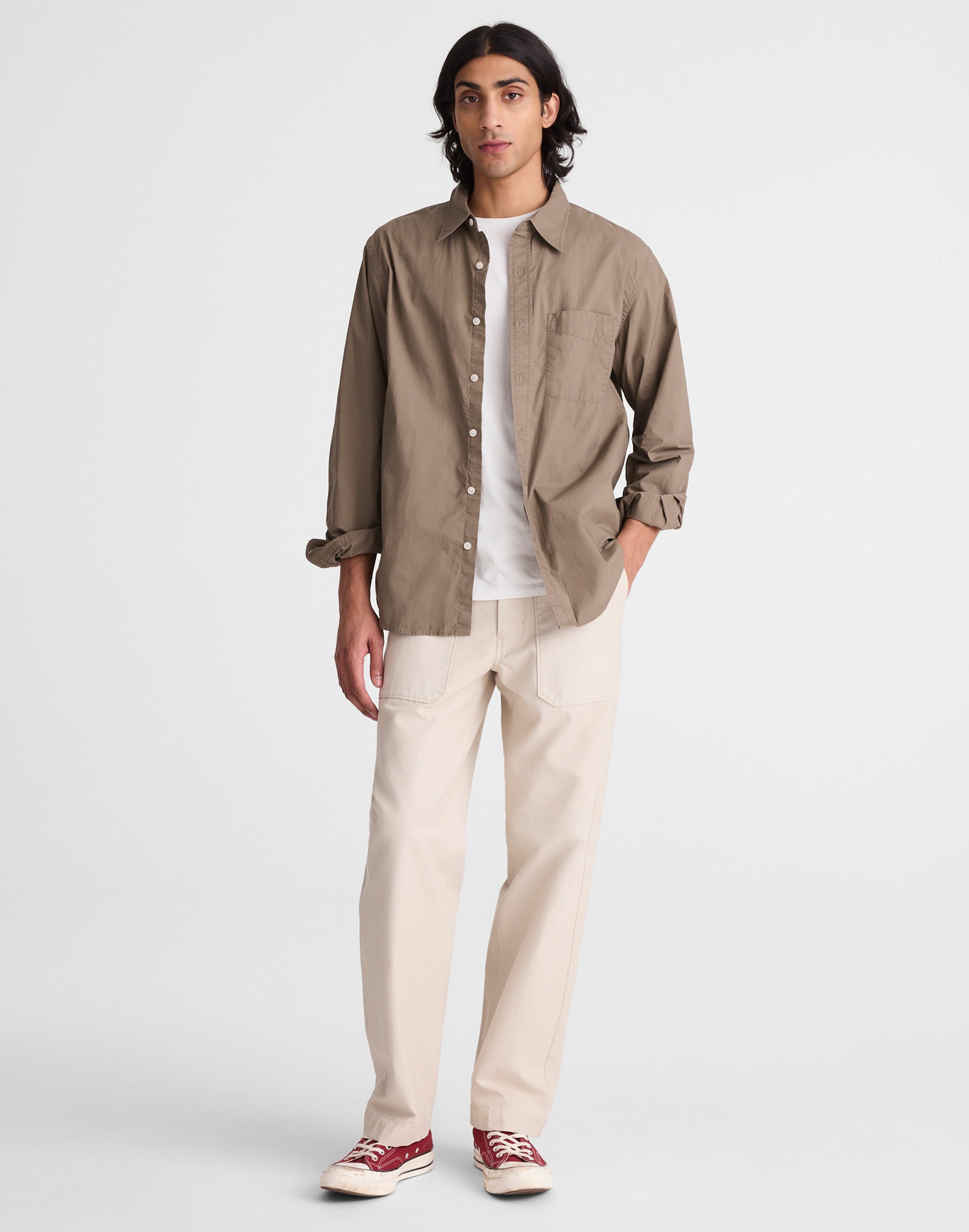 Button-Up Shirt in Crisp Poplin