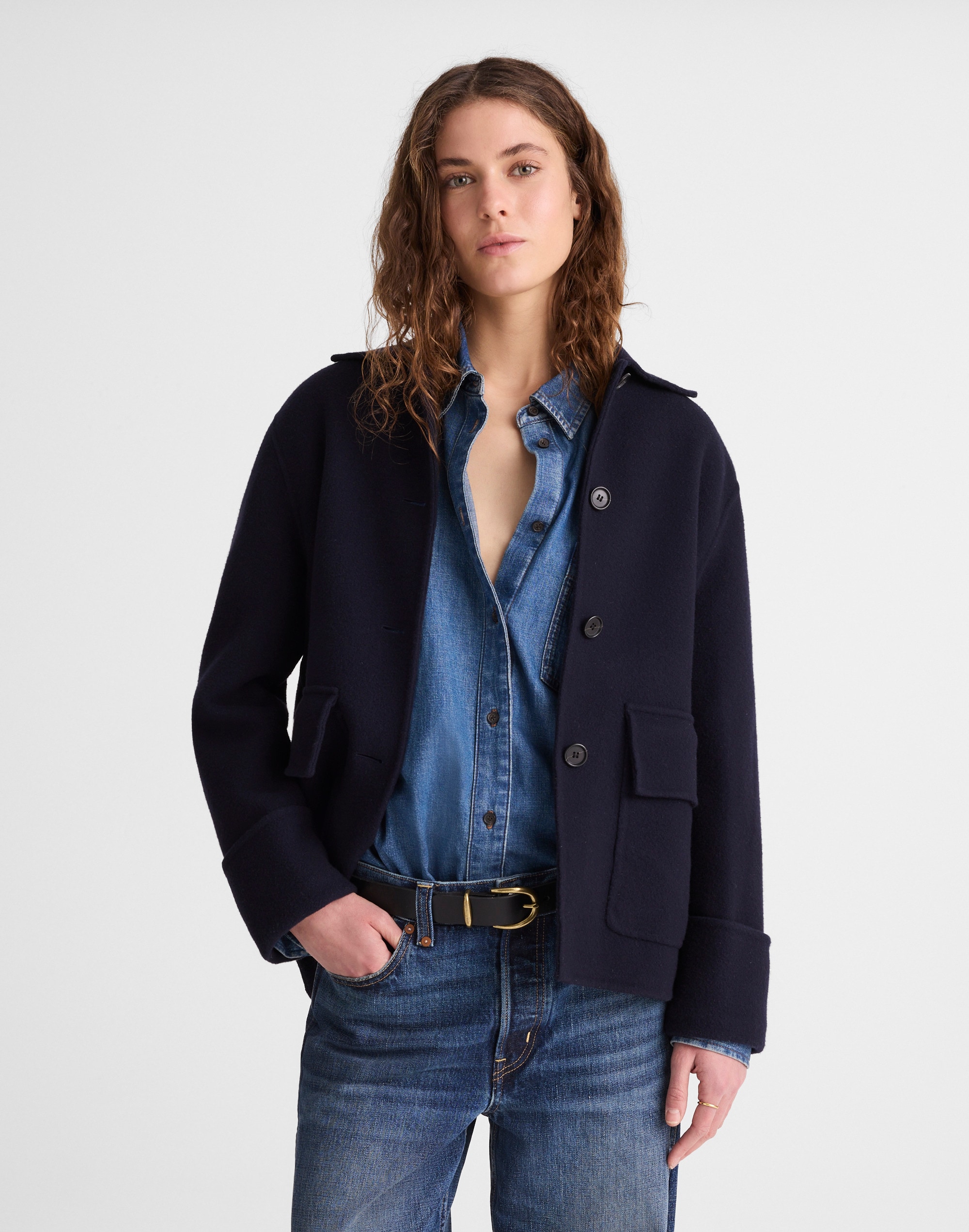 Double-Faced Chore Jacket in Italian Wool Blend