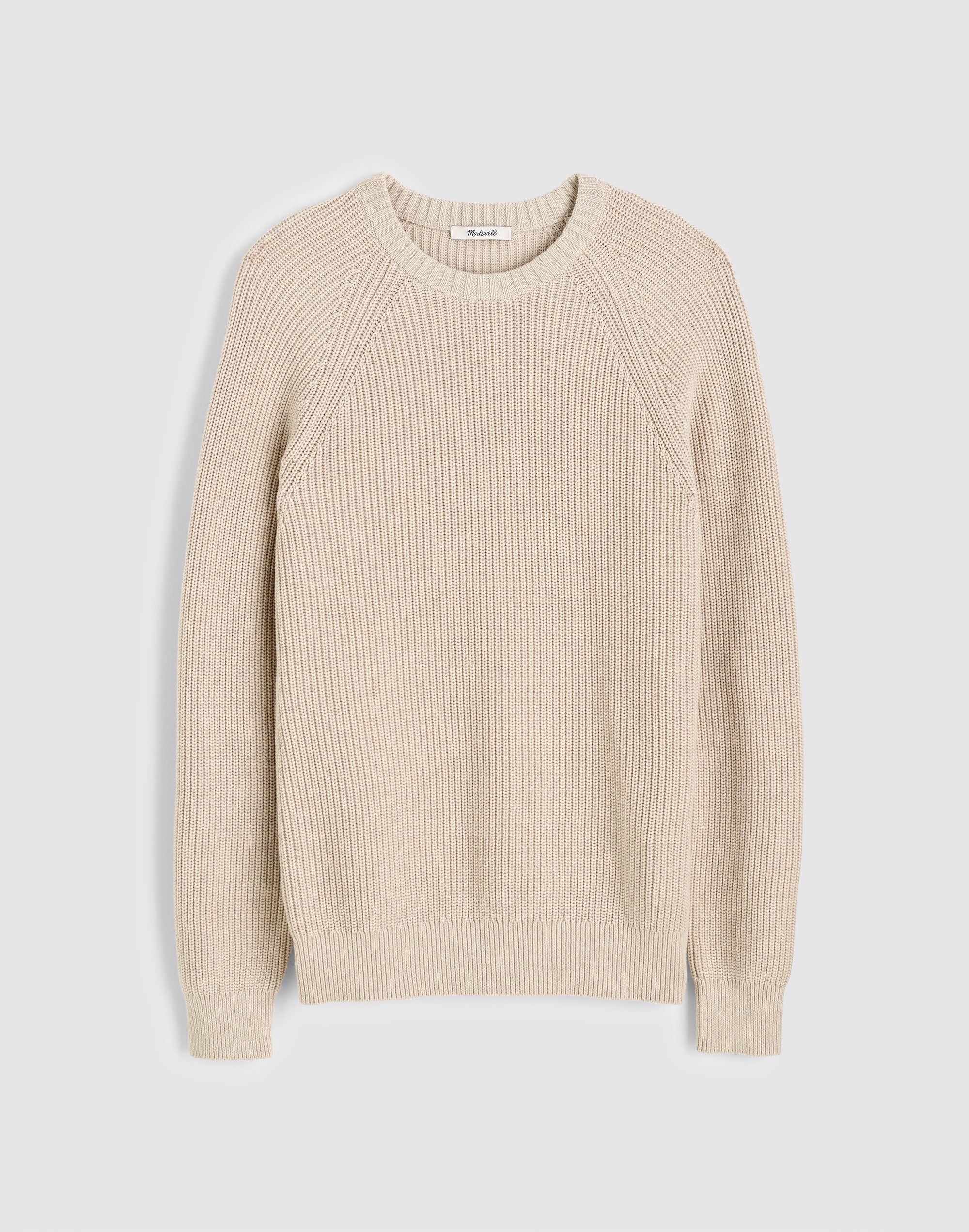 Cotton Shaker-Stitch Crewneck Sweater