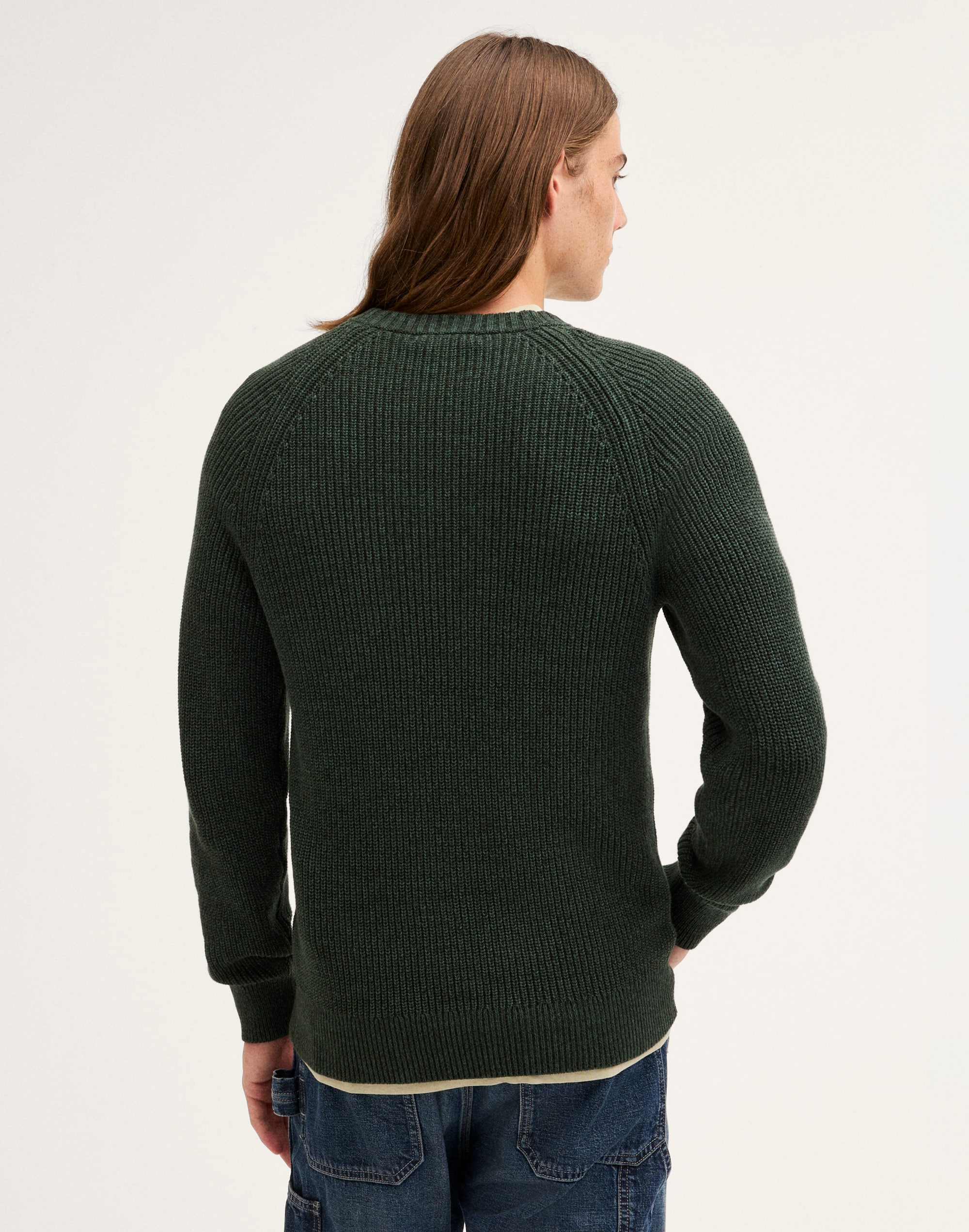 Shaker-Stitch Crewneck Sweater in 100% Cotton