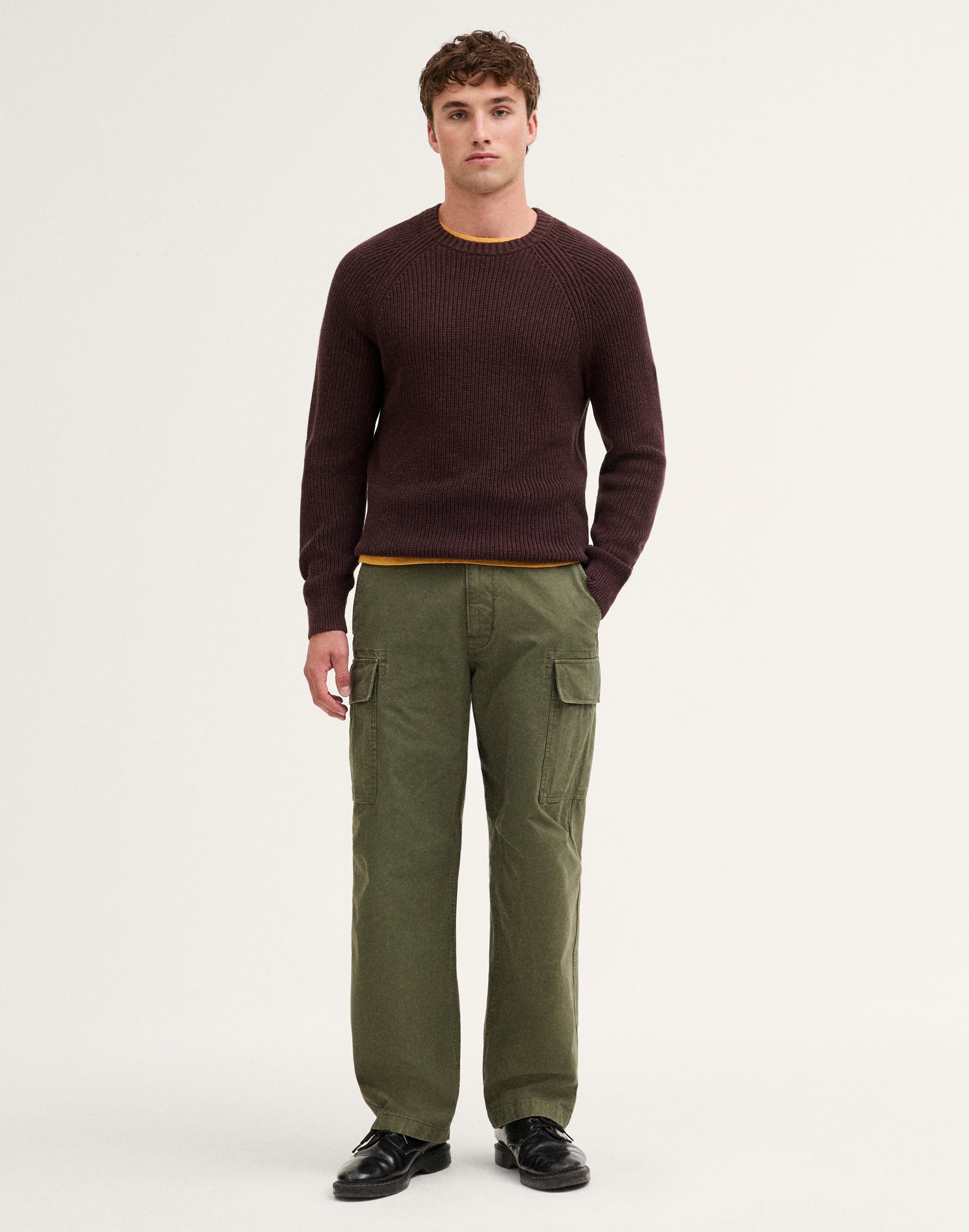 Cotton Shaker-Stitch Crewneck Sweater