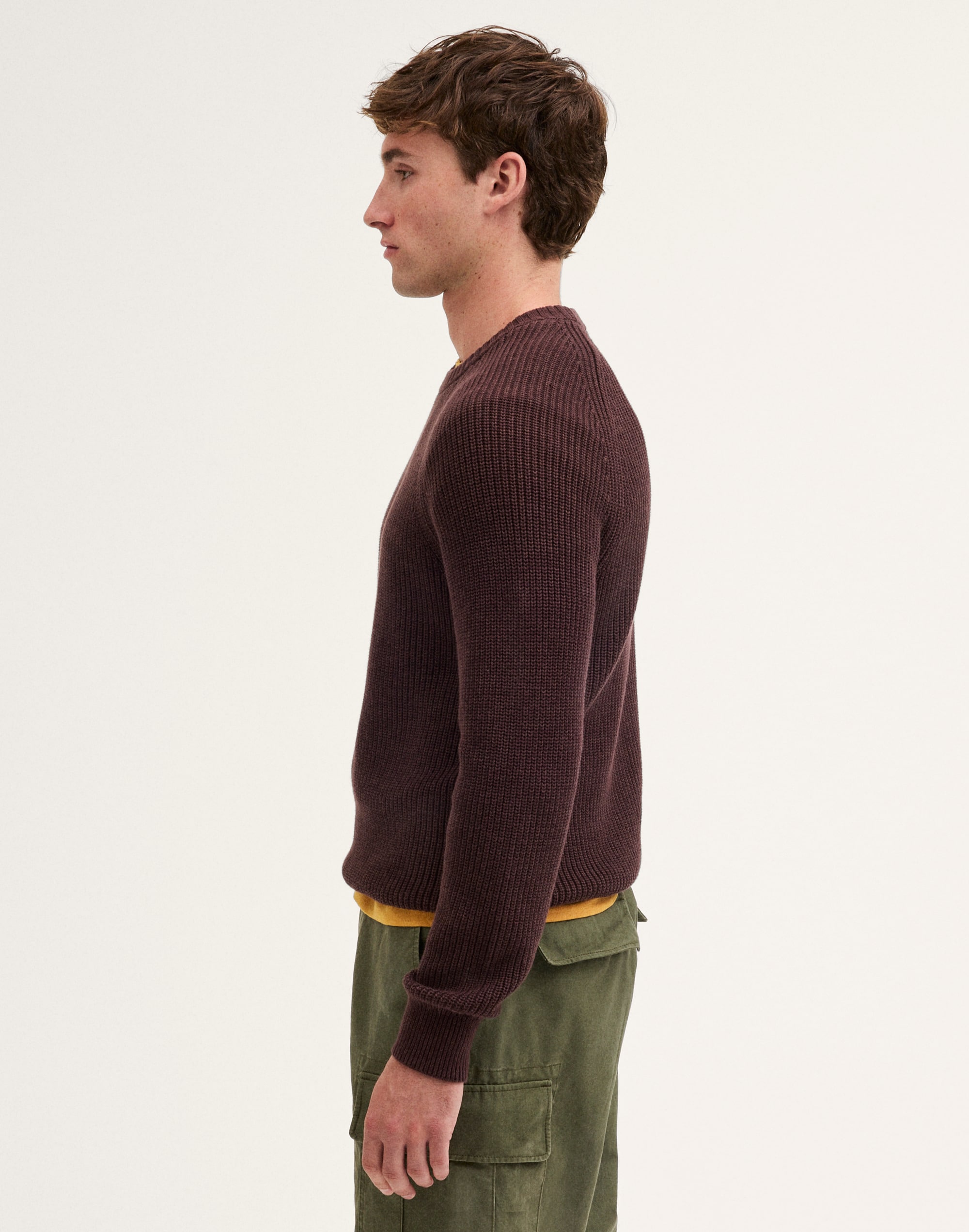 Cotton Shaker-Stitch Crewneck Sweater