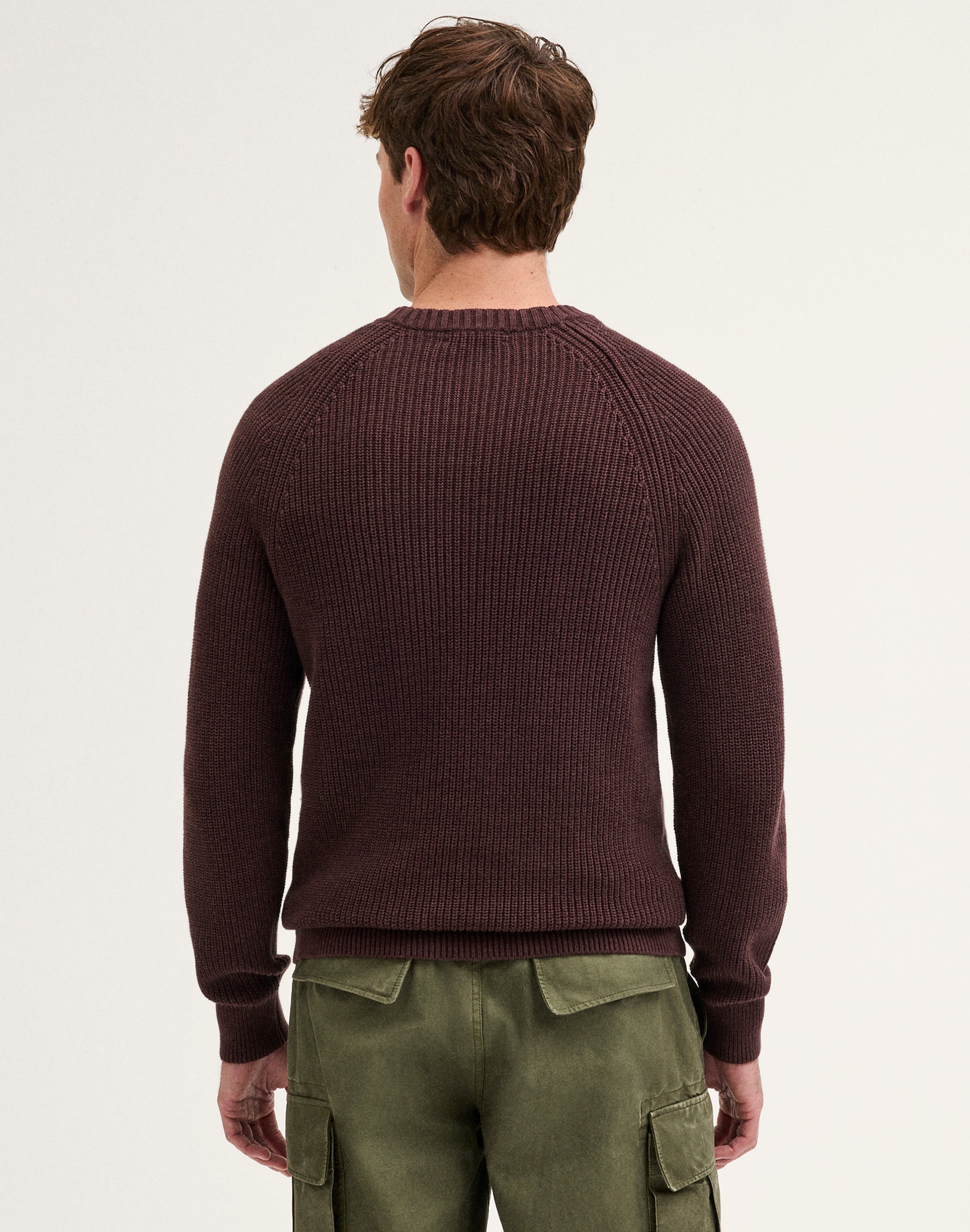 Cotton Shaker-Stitch Crewneck Sweater