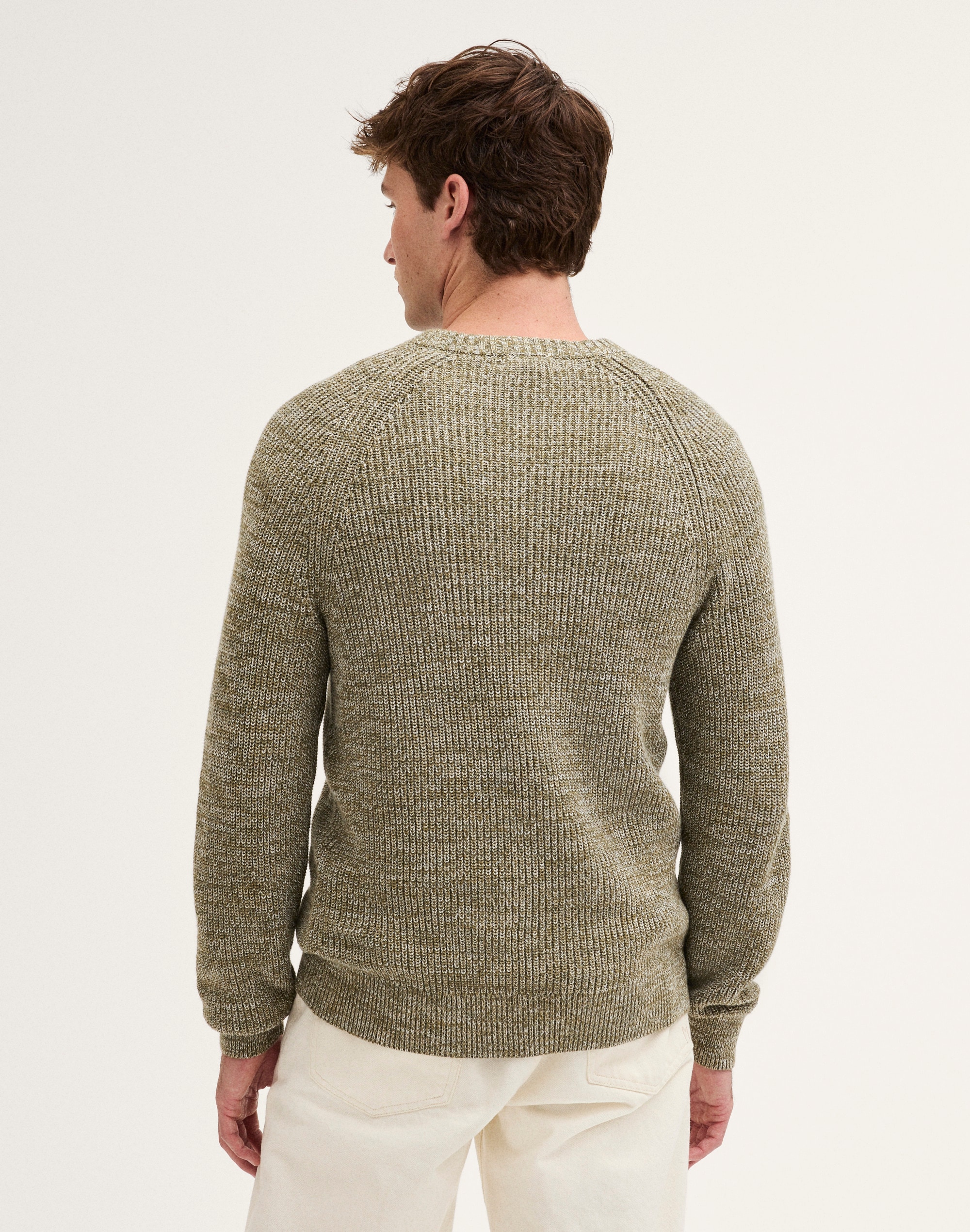 Cotton Shaker-Stitch Crewneck Sweater
