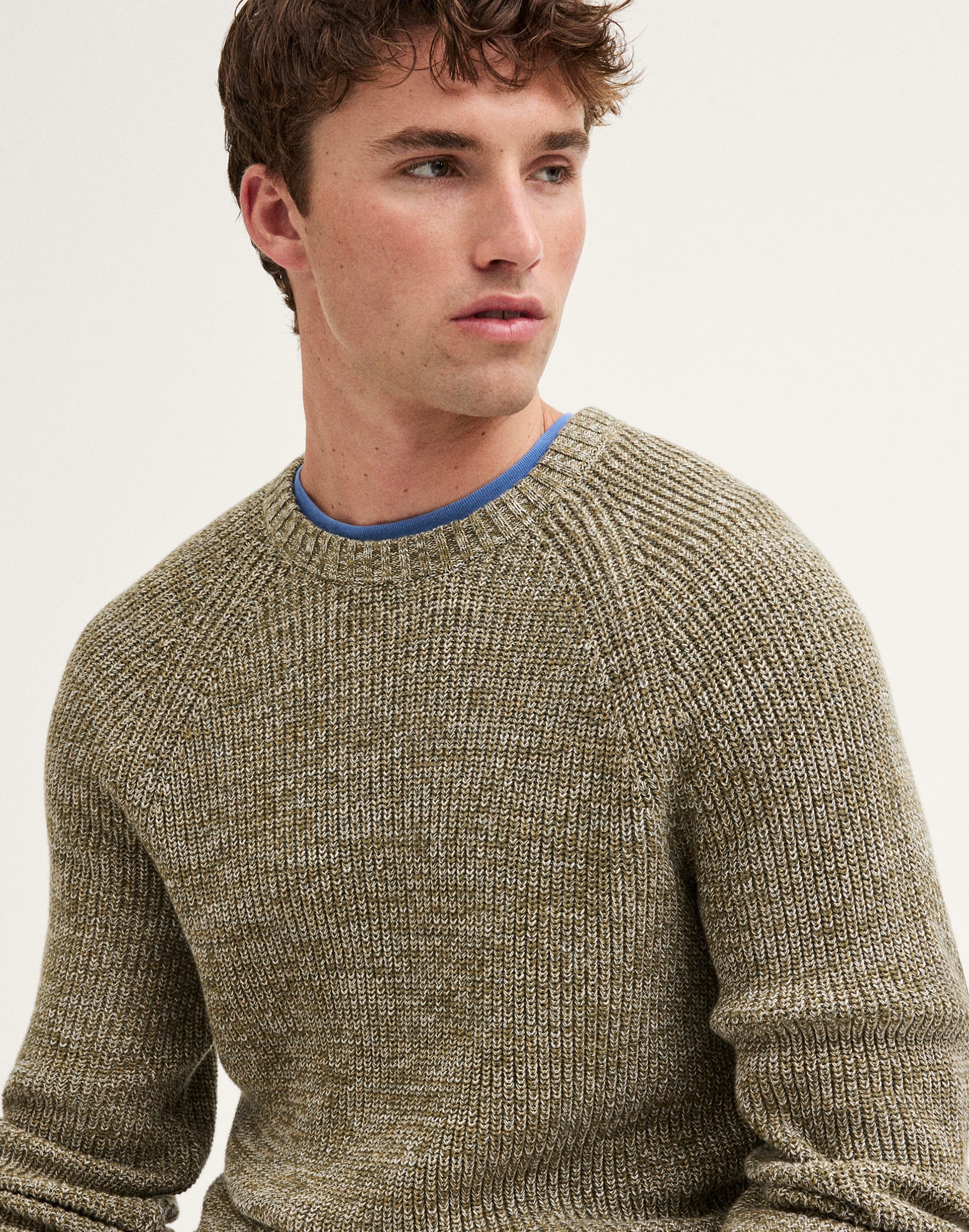 Cotton Shaker-Stitch Crewneck Sweater
