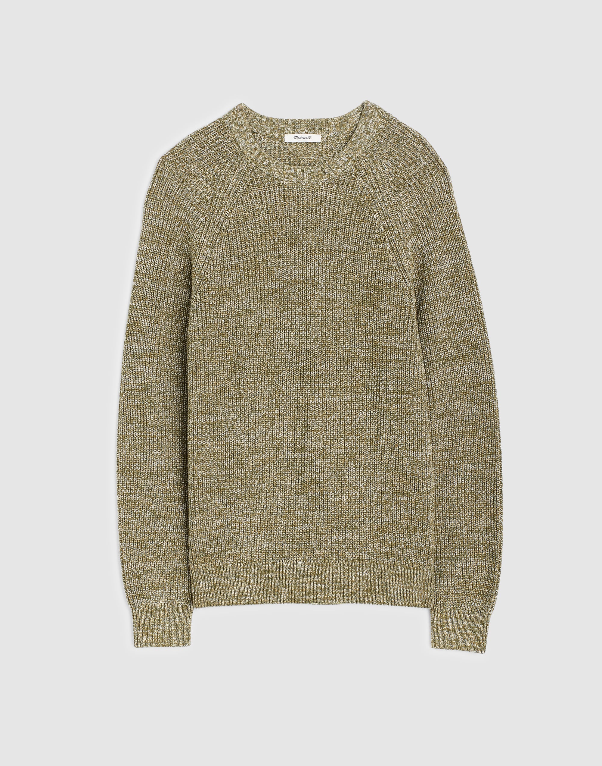 Cotton Shaker-Stitch Crewneck Sweater