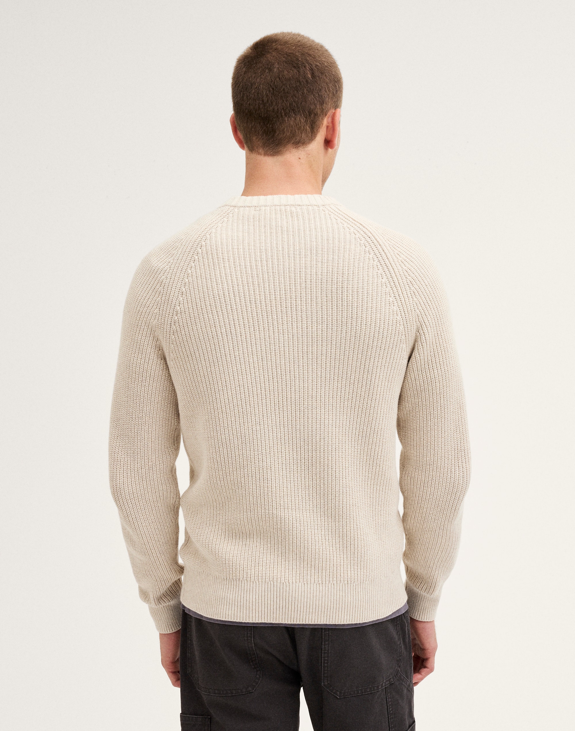 Shaker-Stitch Crewneck Sweater in 100% Cotton