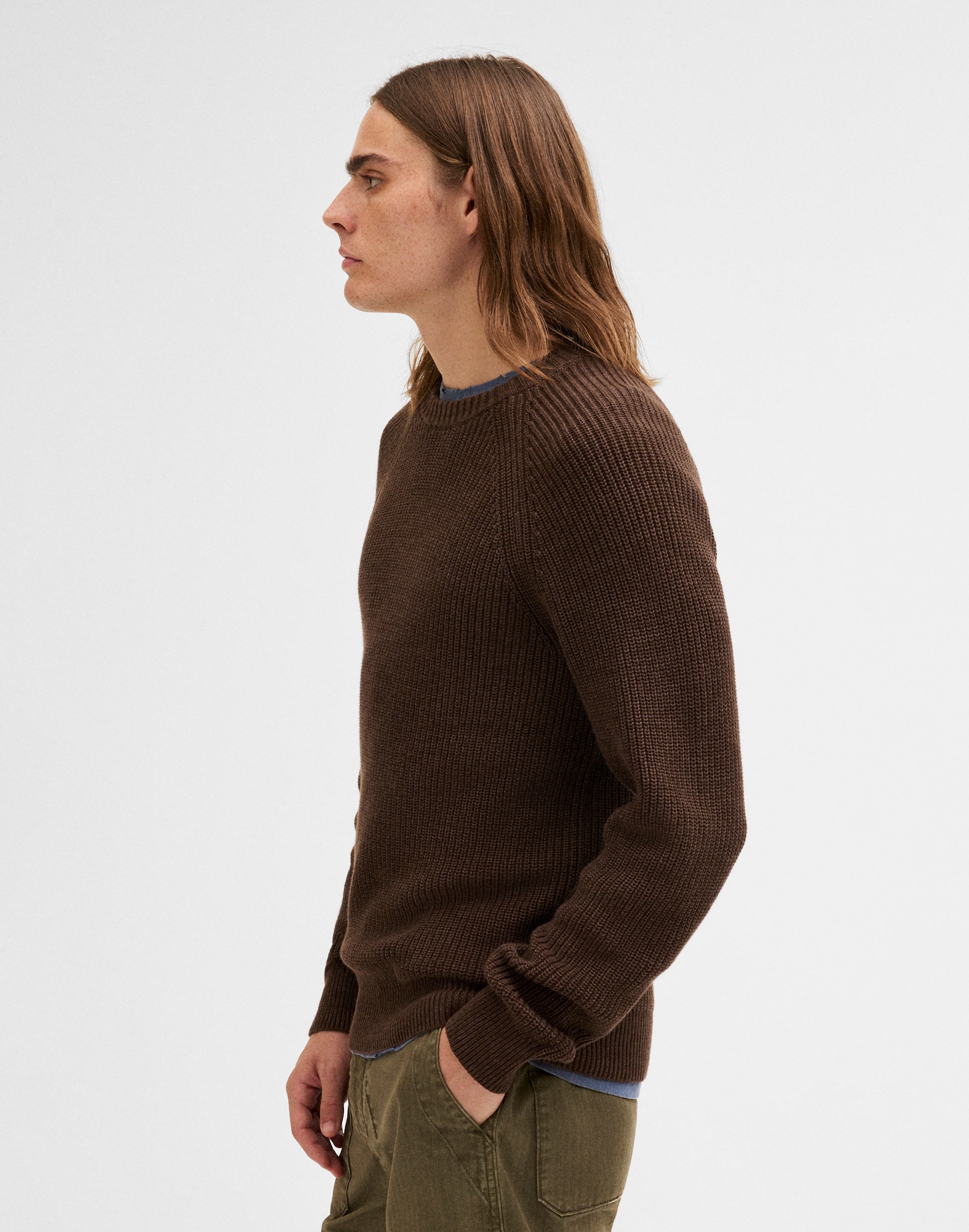 Shaker-Stitch Crewneck Sweater in 100% Cotton